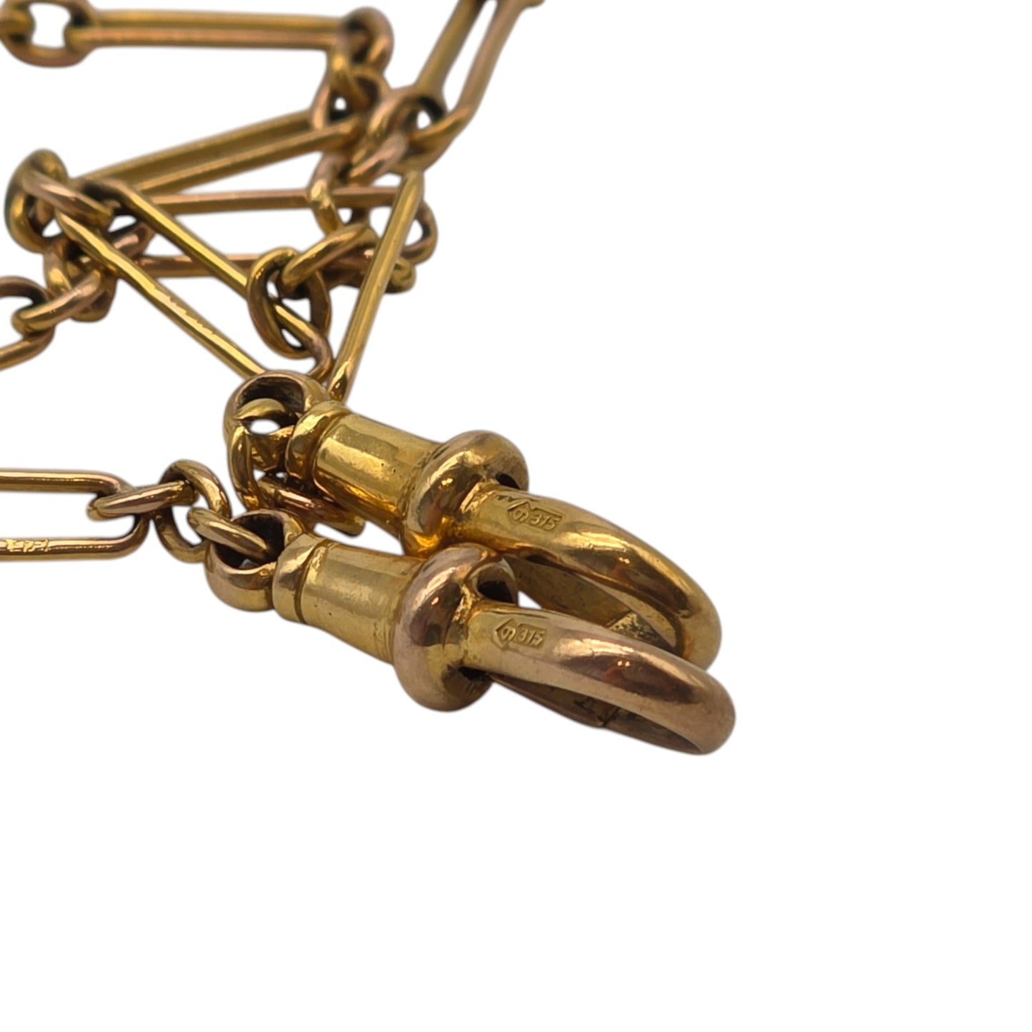 Antique 9ct 375 Yellow Gold Double Albert Chain 1920 L 38.4 cm 12.6 g.