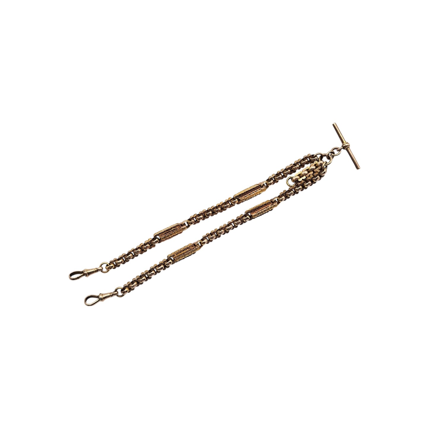 Antique 9ct Rose Gold Fancy Double Albert Chain c.1900 L 35.8 cm 27.2 g.