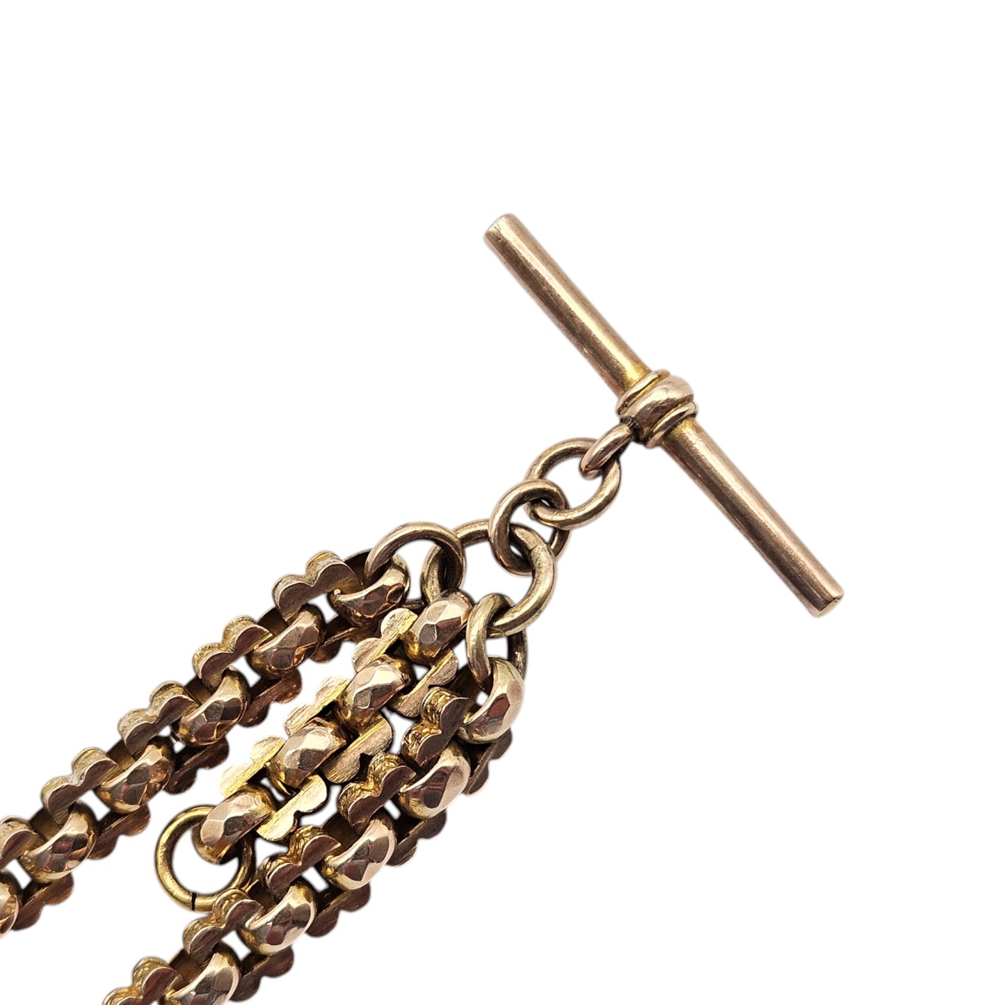 Antique 9ct Rose Gold Fancy Double Albert Chain c.1900 L 35.8 cm 27.2 g.