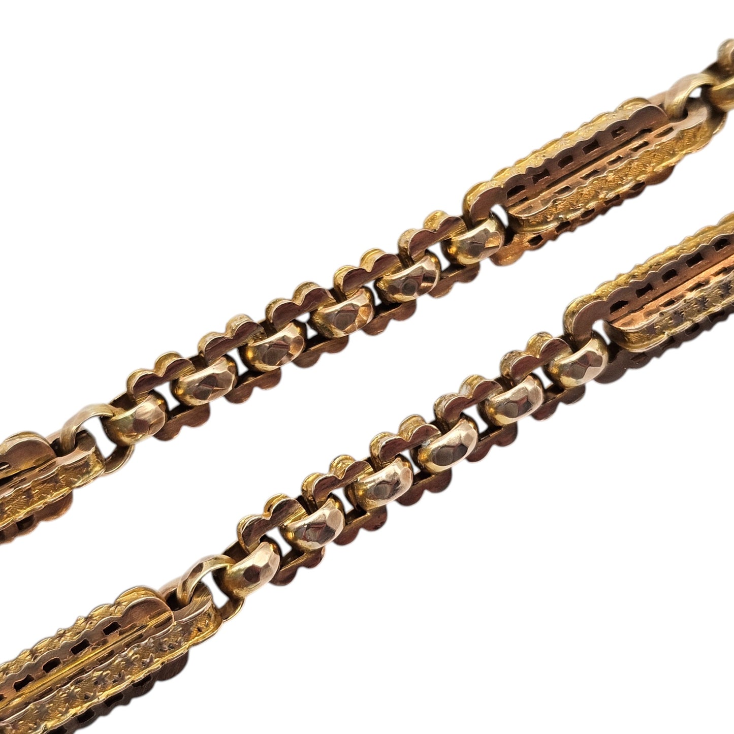 Antique 9ct Rose Gold Fancy Double Albert Chain c.1900 L 35.8 cm 27.2 g.
