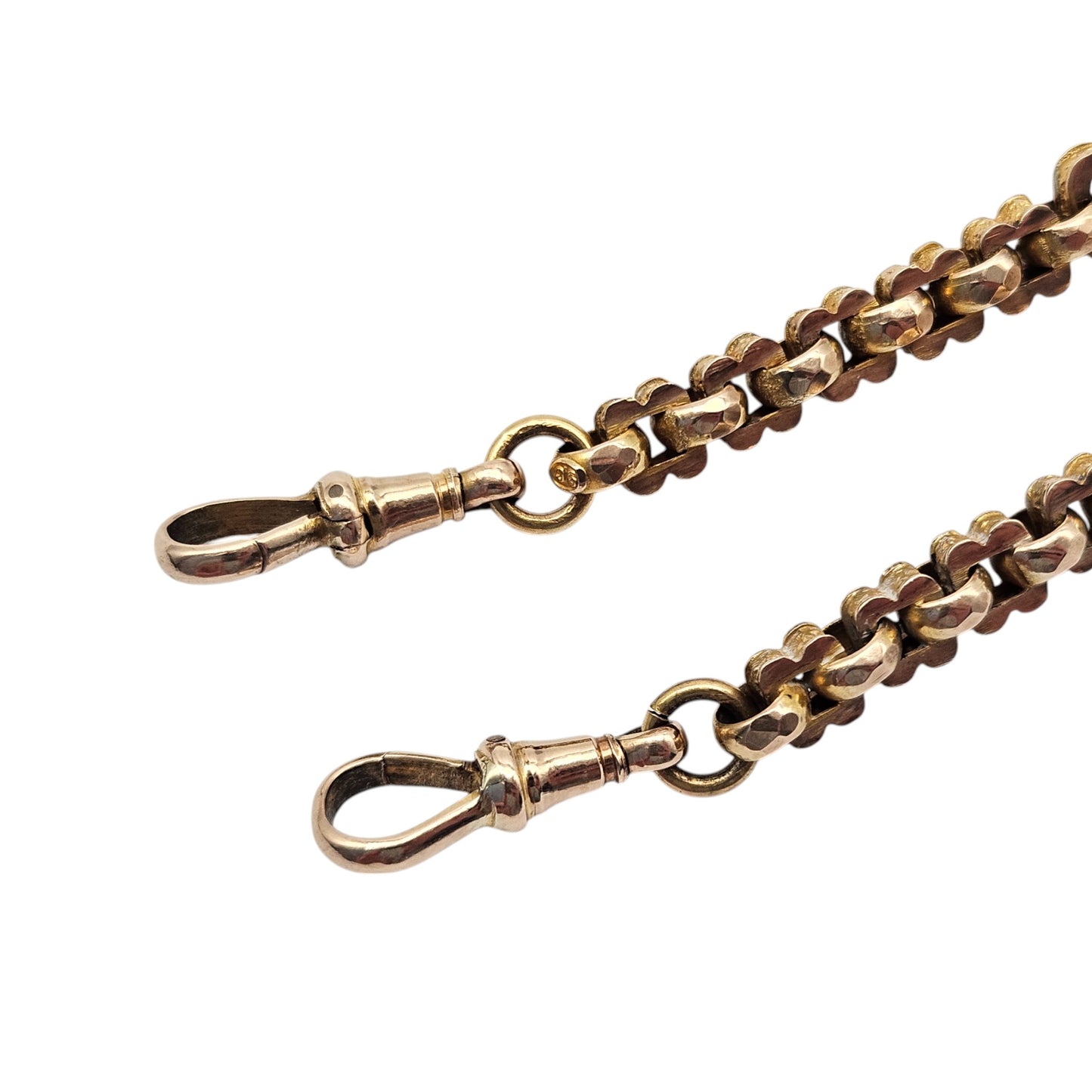 Antique 9ct Rose Gold Fancy Double Albert Chain c.1900 L 35.8 cm 27.2 g.