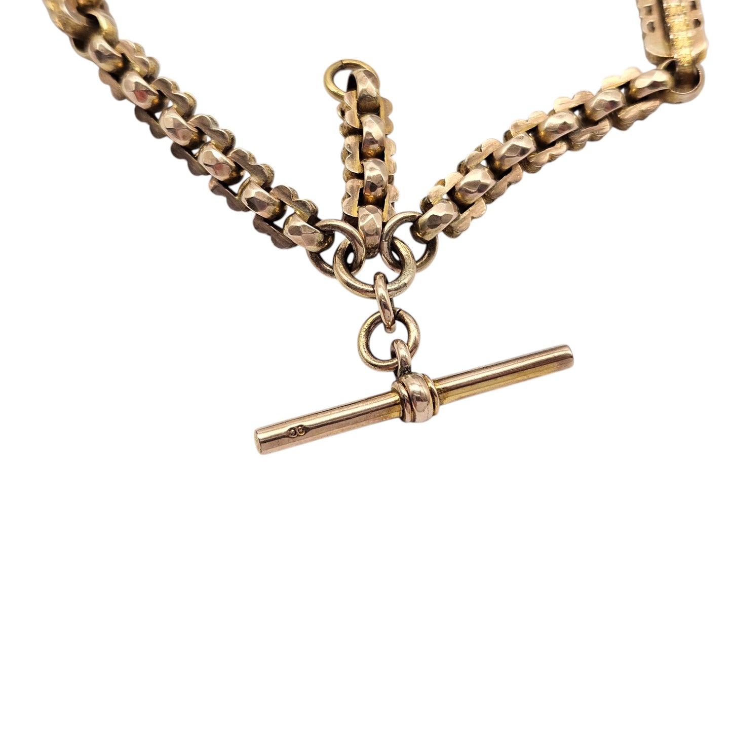 Antique 9ct Rose Gold Fancy Double Albert Chain c.1900 L 35.8 cm 27.2 g.