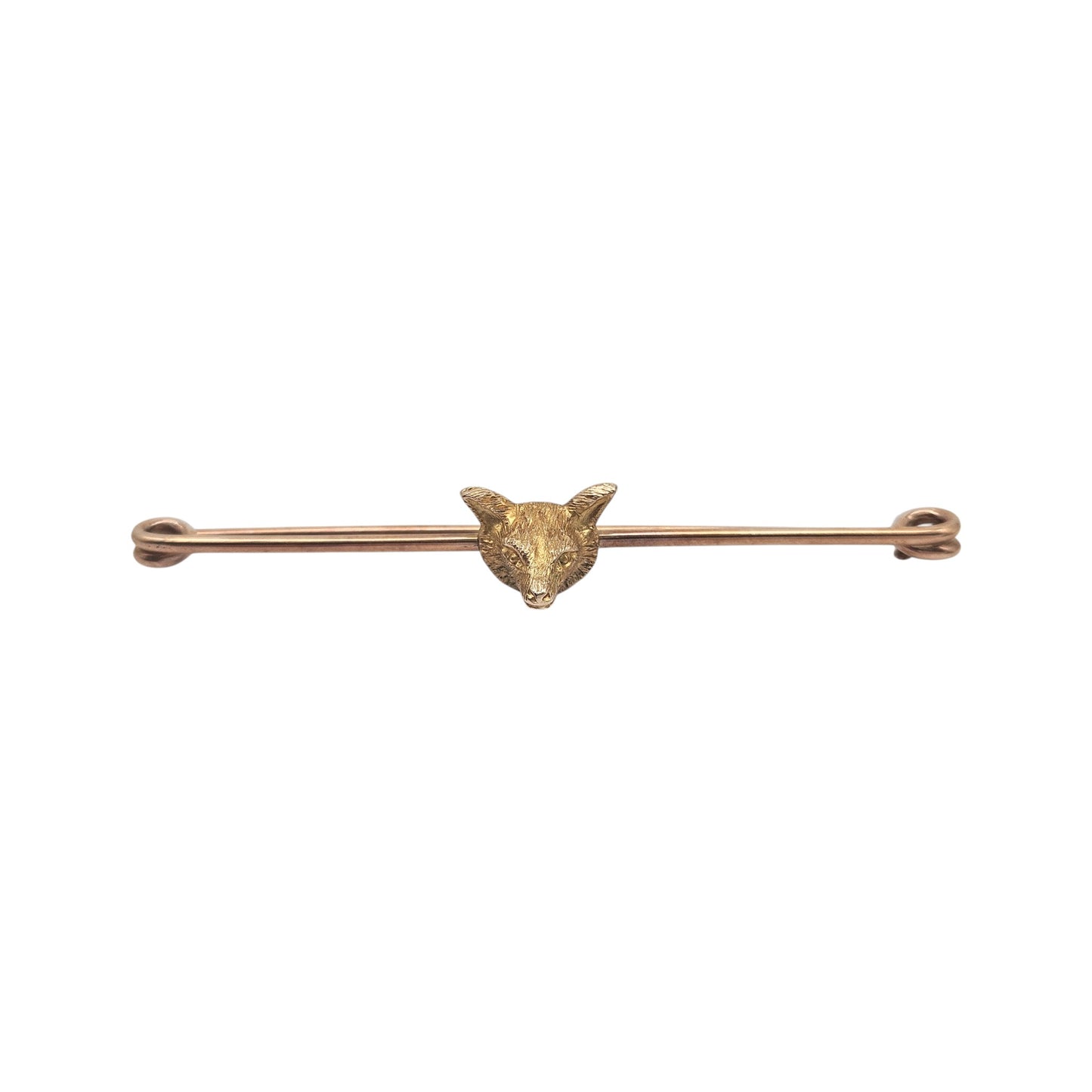 Antique 9ct Rose Gold Fox Head Brooch c.1900 L 7.4 cm 5.0 g.