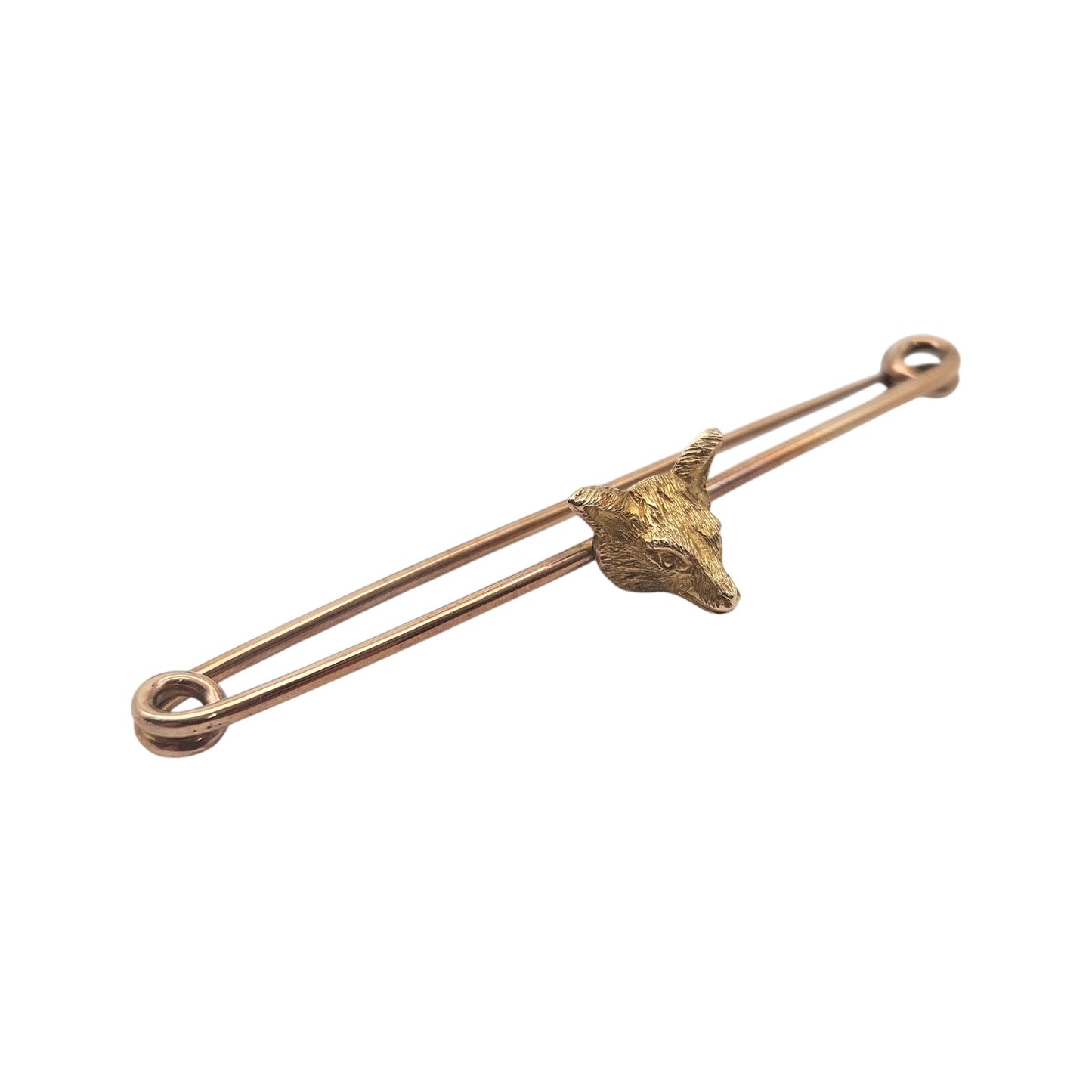 Antique 9ct Rose Gold Fox Head Brooch c.1900 L 7.4 cm 5.0 g.