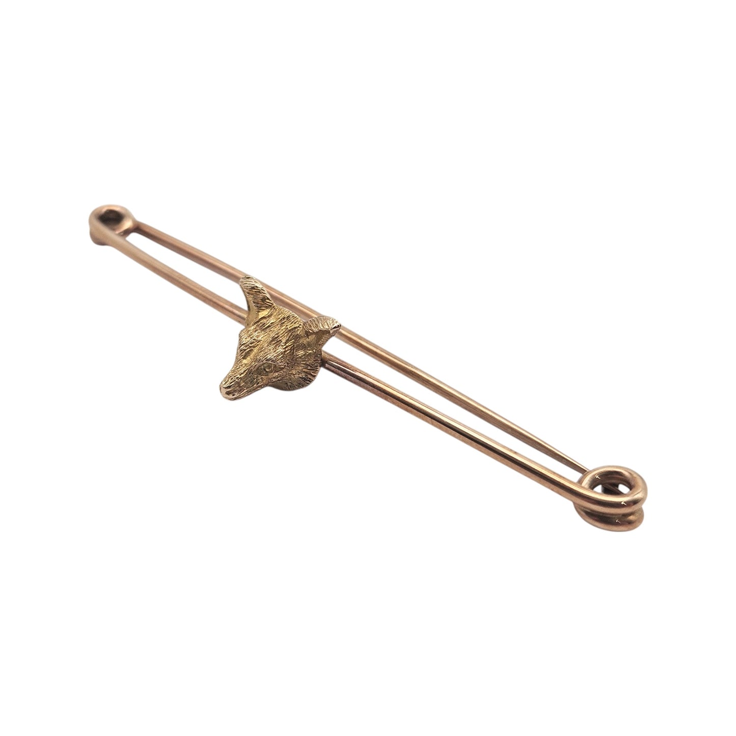 Antique 9ct Rose Gold Fox Head Brooch c.1900 L 7.4 cm 5.0 g.