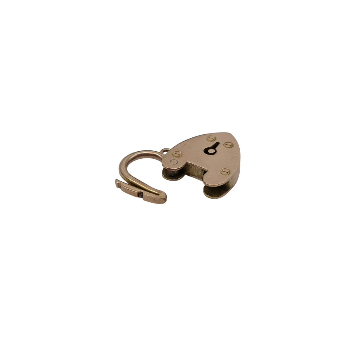 Antique 9ct Rose Gold Heart Shaped Padlock c.1900 L 1.9 cm 2.0 g.