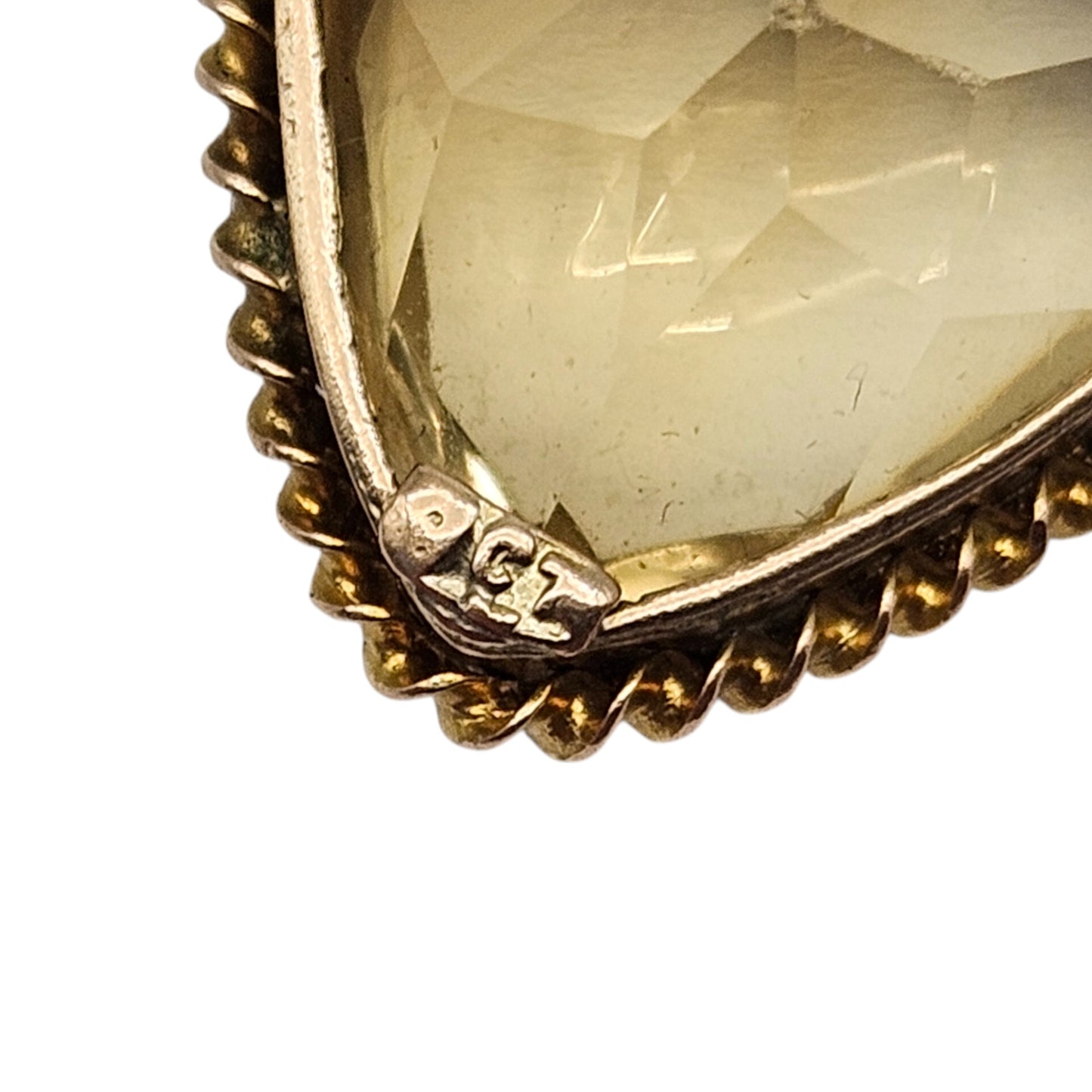 Antique 9ct Gold Heart Charm With Citrine c.1900 L 1.5 cm 1.9 g.