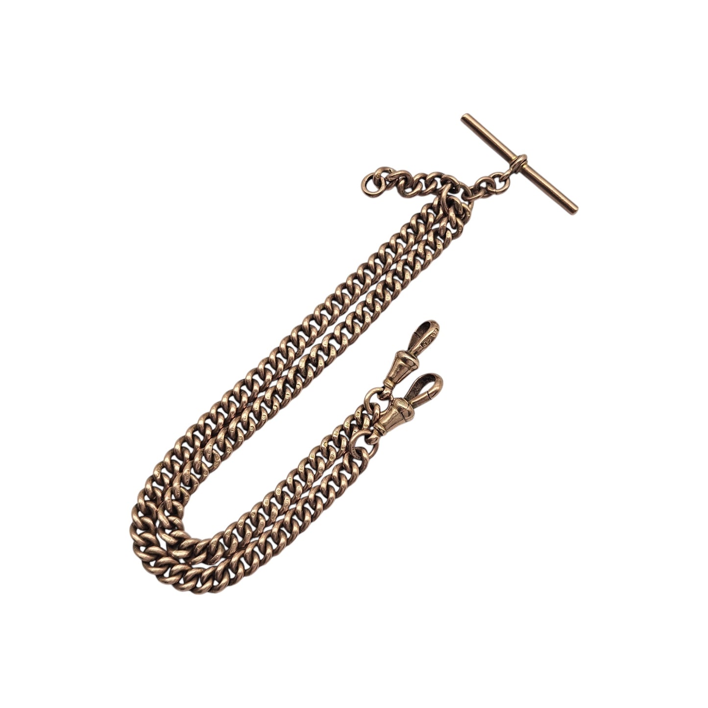 Antique 9ct 375 Rose Gold Double Albert Chain 1922 L 35.7 cm 34.6 g.