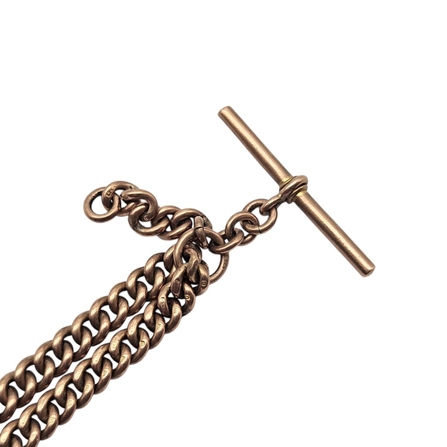 Antique 9ct 375 Rose Gold Double Albert Chain 1922 L 35.7 cm 34.6 g.