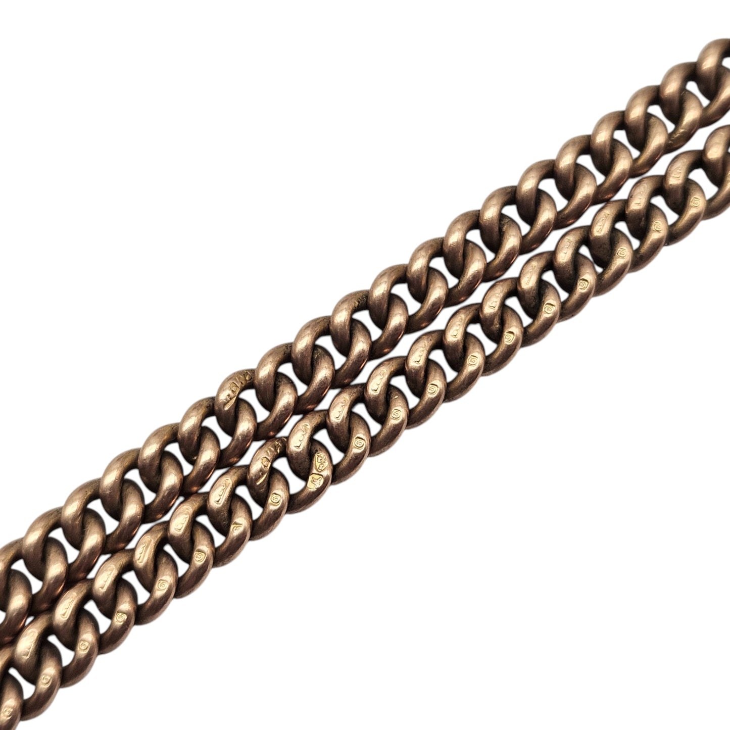Antique 9ct 375 Rose Gold Double Albert Chain 1922 L 35.7 cm 34.6 g.