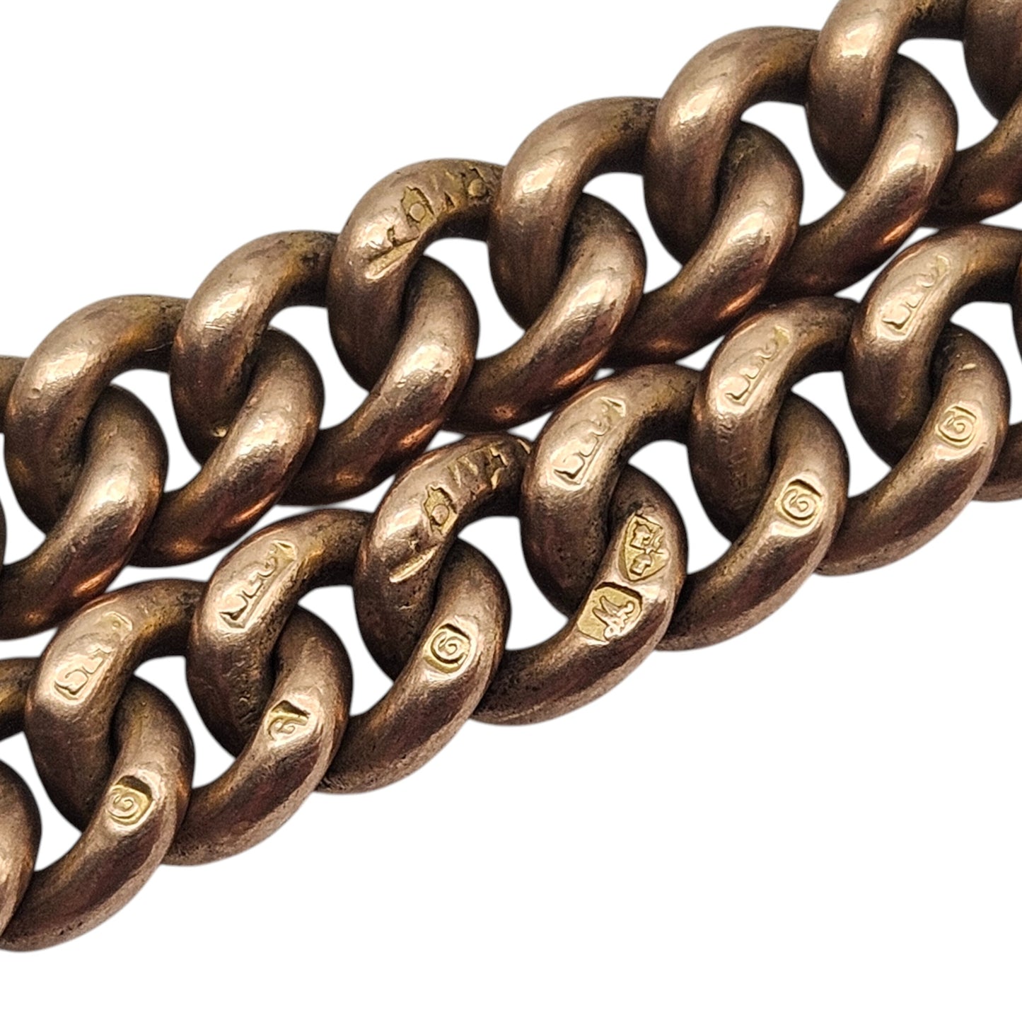 Antique 9ct 375 Rose Gold Double Albert Chain 1922 L 35.7 cm 34.6 g.