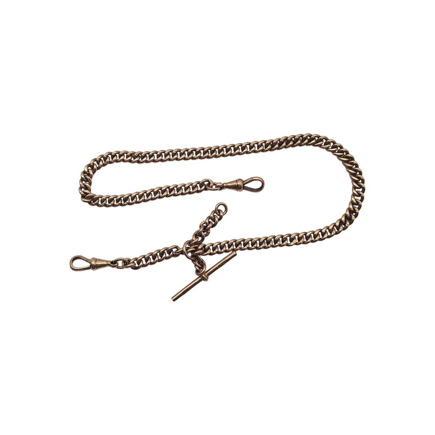 Antique 9ct 375 Rose Gold Double Albert Chain 1922 L 35.7 cm 34.6 g.