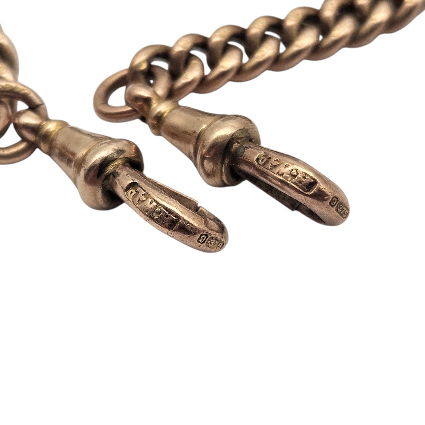 Antique 9ct 375 Rose Gold Double Albert Chain 1922 L 35.7 cm 34.6 g.