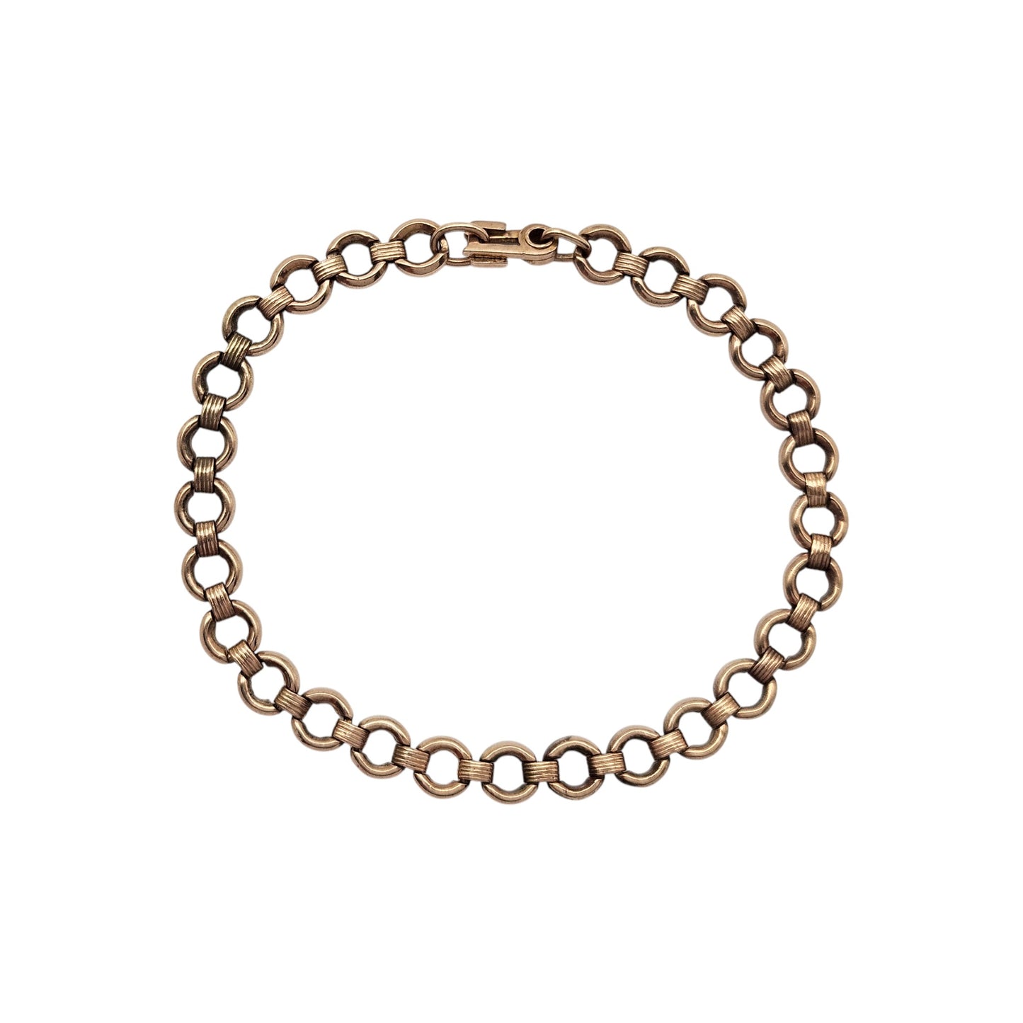 Antique 9ct Rose Gold Bracelet With Unusual Clasp c.1900 L 19.9 cm 8.6 g.