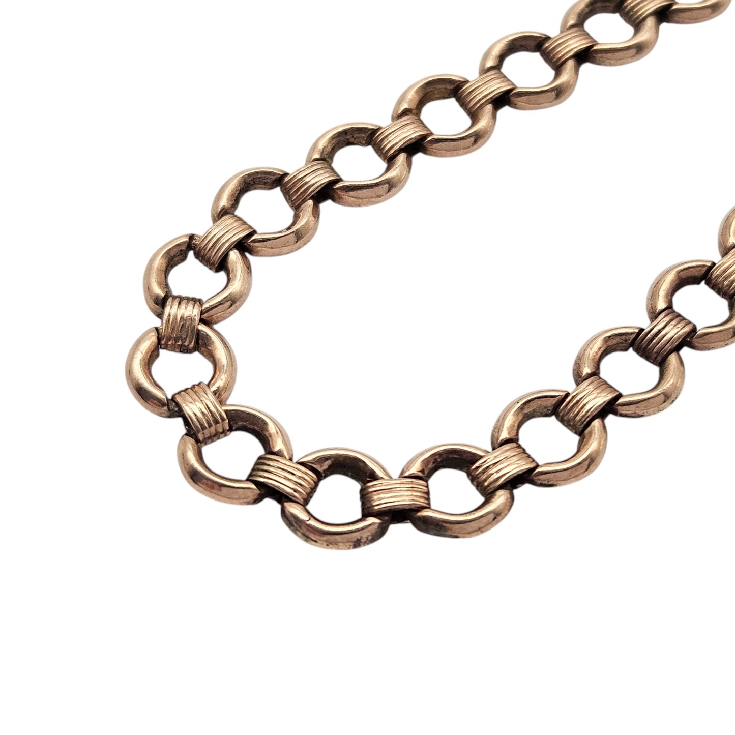 Antique 9ct Rose Gold Bracelet With Unusual Clasp c.1900 L 19.9 cm 8.6 g.