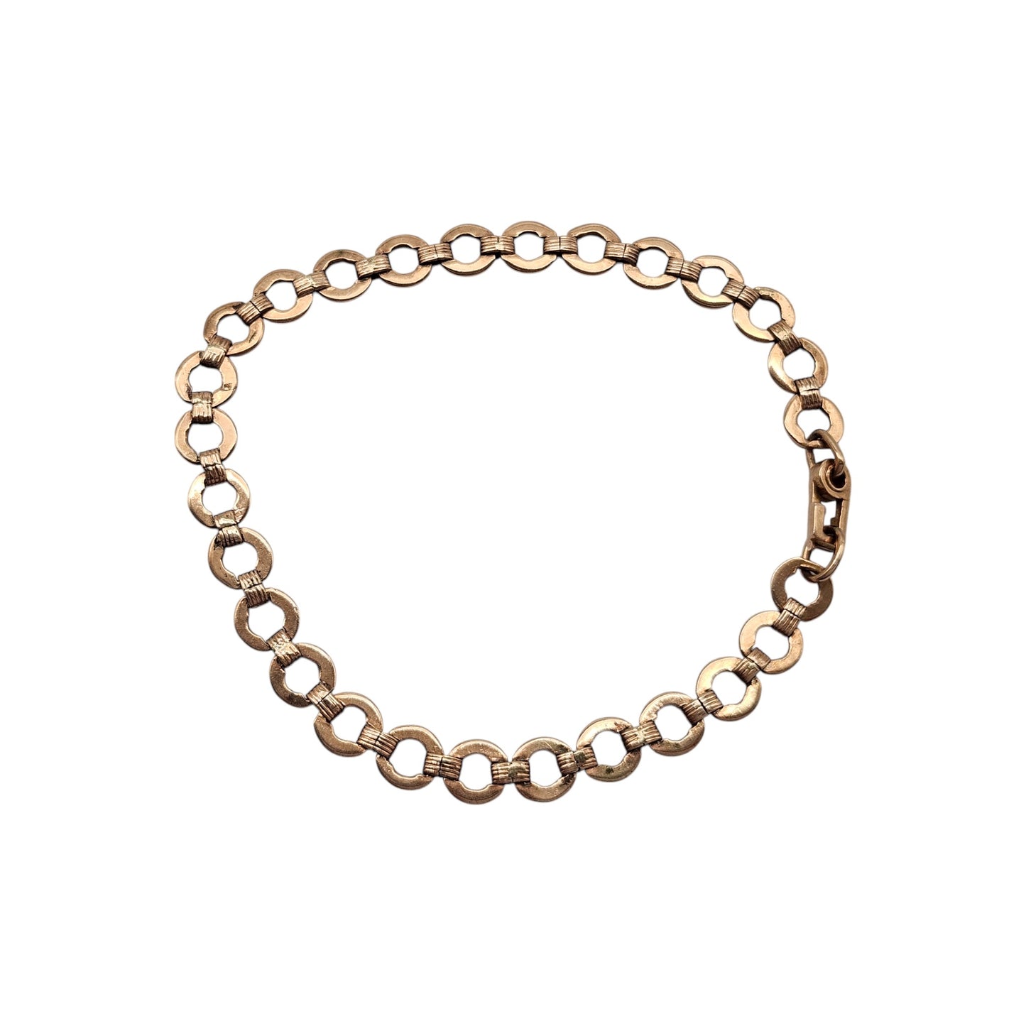 Antique 9ct Rose Gold Bracelet With Unusual Clasp c.1900 L 19.9 cm 8.6 g.