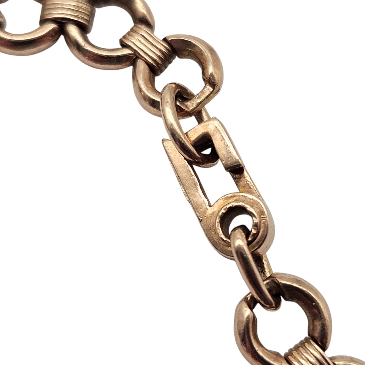 Antique 9ct Rose Gold Bracelet With Unusual Clasp c.1900 L 19.9 cm 8.6 g.