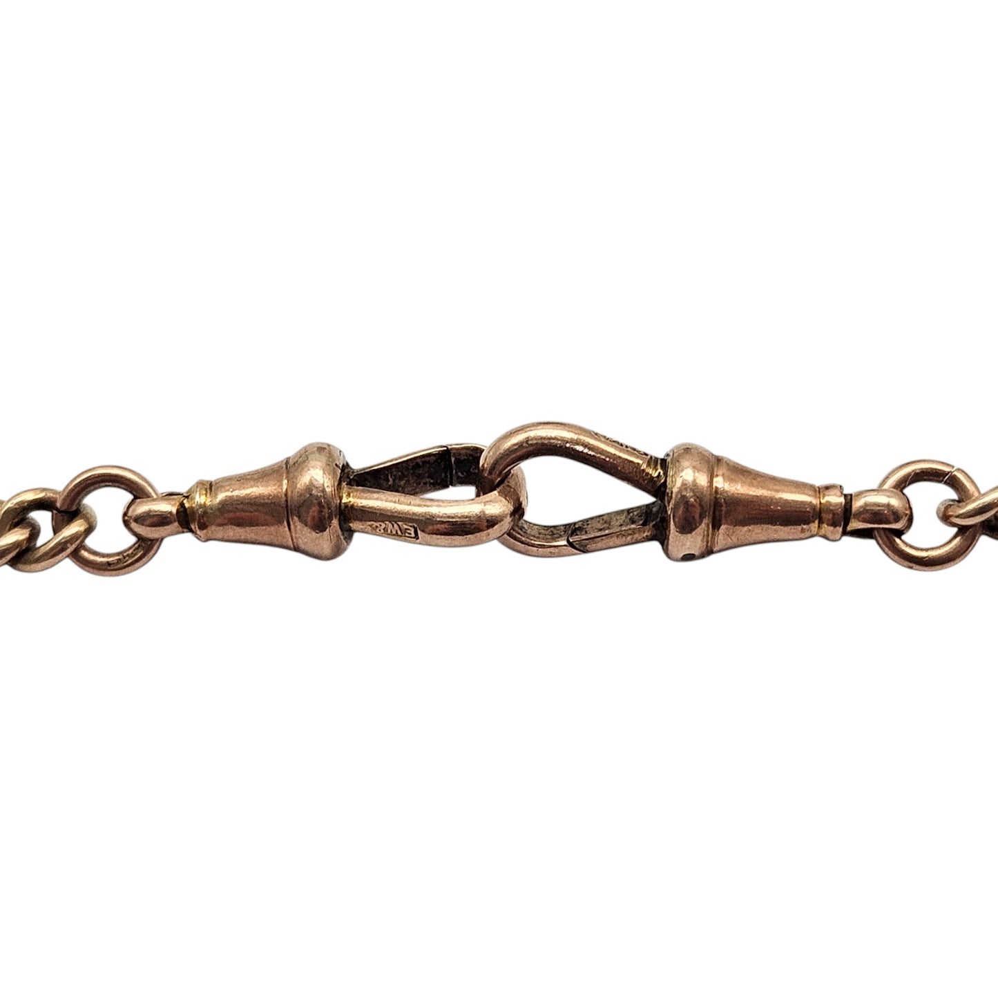 Antique 9ct 375 Rose Gold Double Albert Chain 1916 L 37.0 cm 31.7 g.