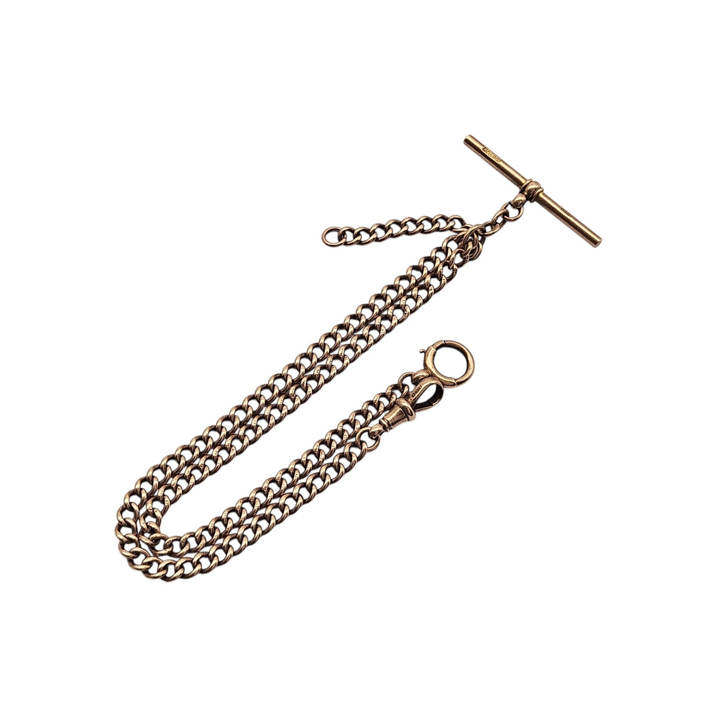 Antique 9ct 375 Rose Gold Double Albert Chain c.1923 L 39.2 cm 29.2 g.