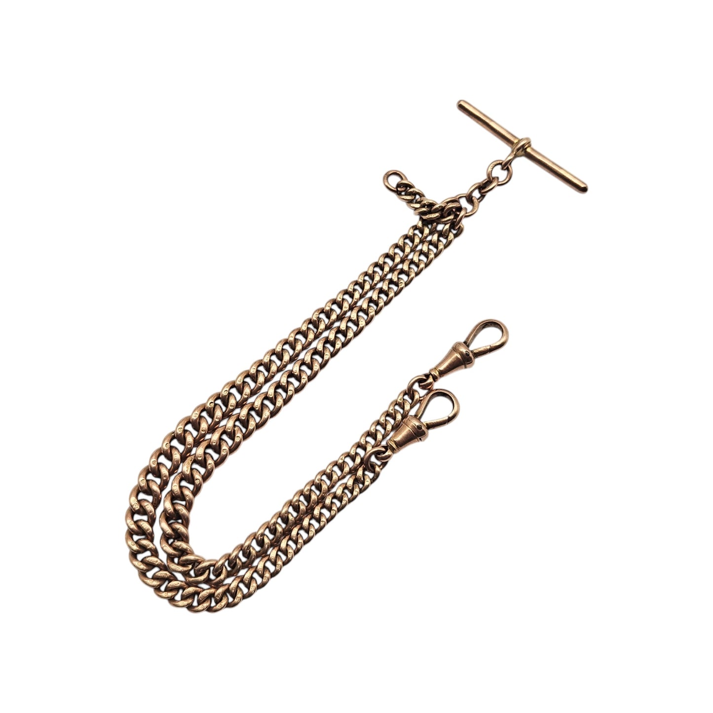 Antique 9ct 375 Rose Gold Double Albert Chain 1916 L 37.0 cm 31.7 g.