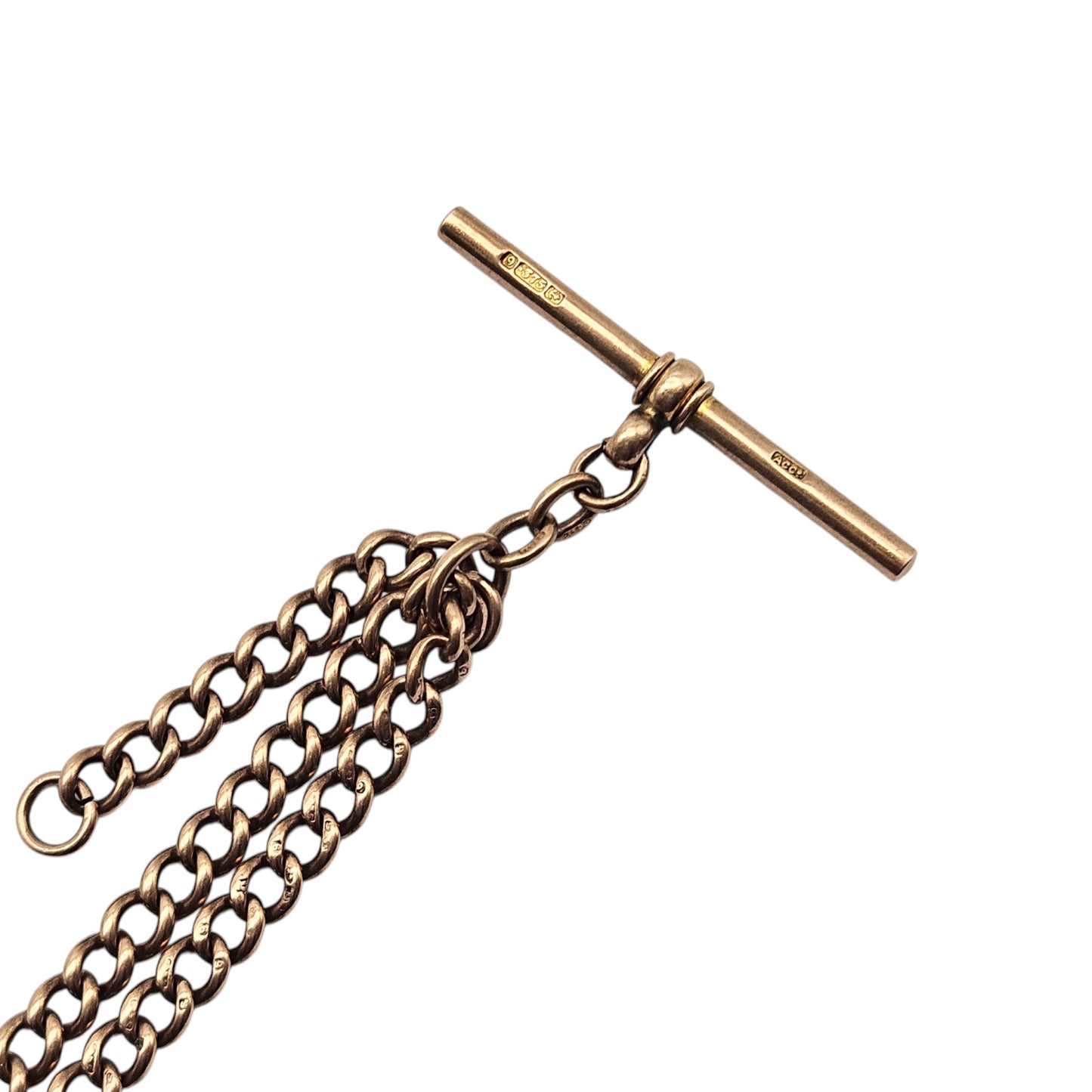 Antique 9ct 375 Rose Gold Double Albert Chain c.1923 L 39.2 cm 29.2 g.