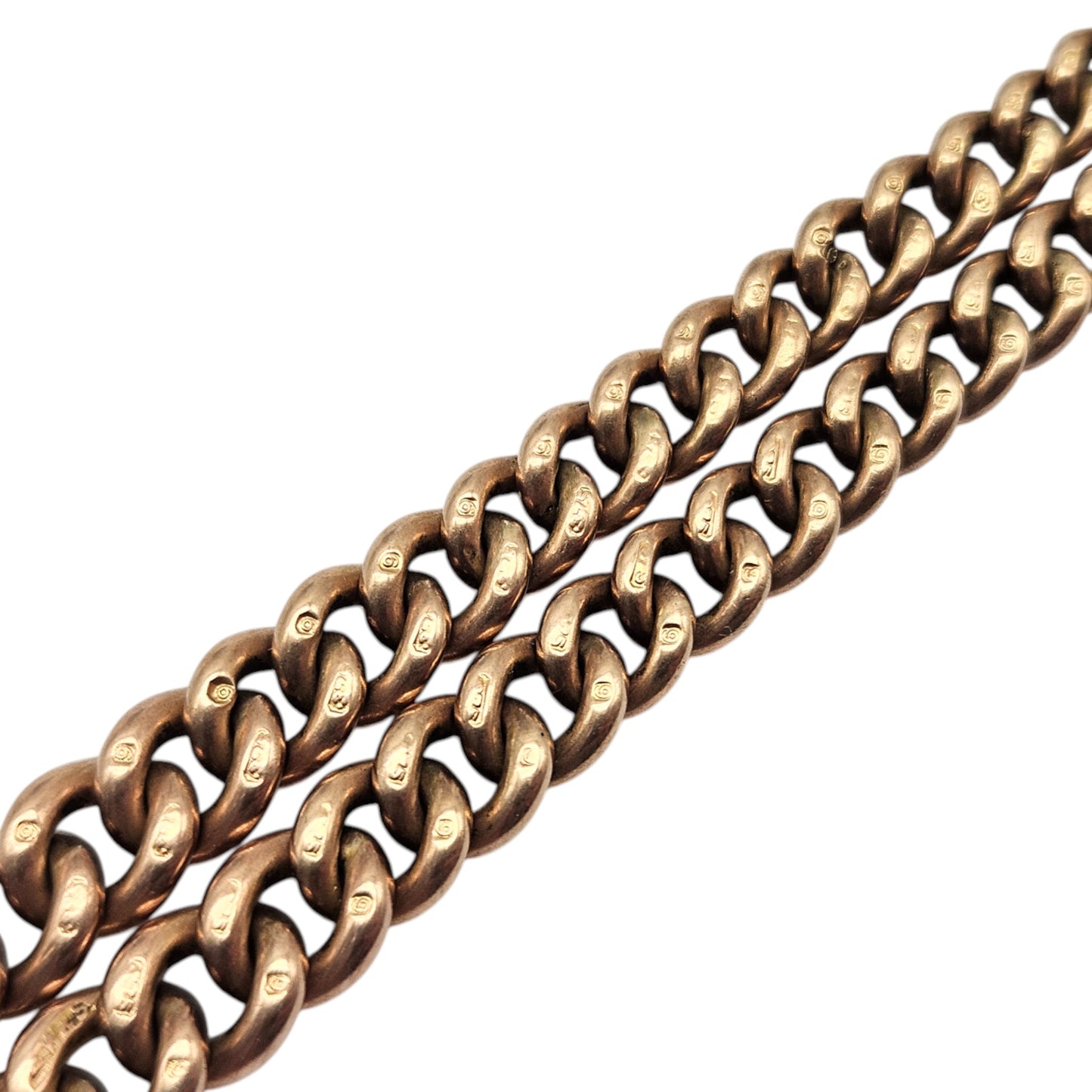 Antique 9ct 375 Rose Gold Double Albert Chain 1916 L 37.0 cm 31.7 g.