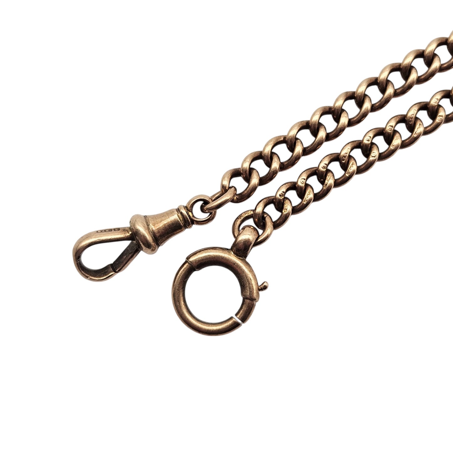 Antique 9ct 375 Rose Gold Double Albert Chain c.1923 L 39.2 cm 29.2 g.