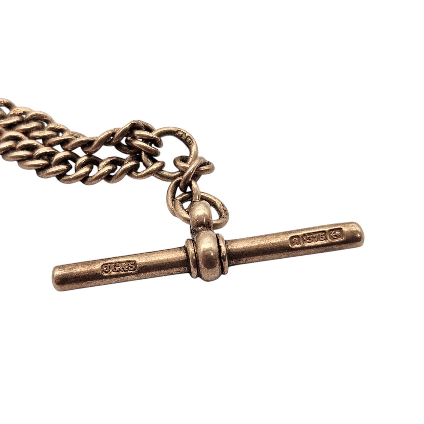 9ct 375 Rose Gold Double Albert Chain 1928 L 39.6 cm 28.9 g