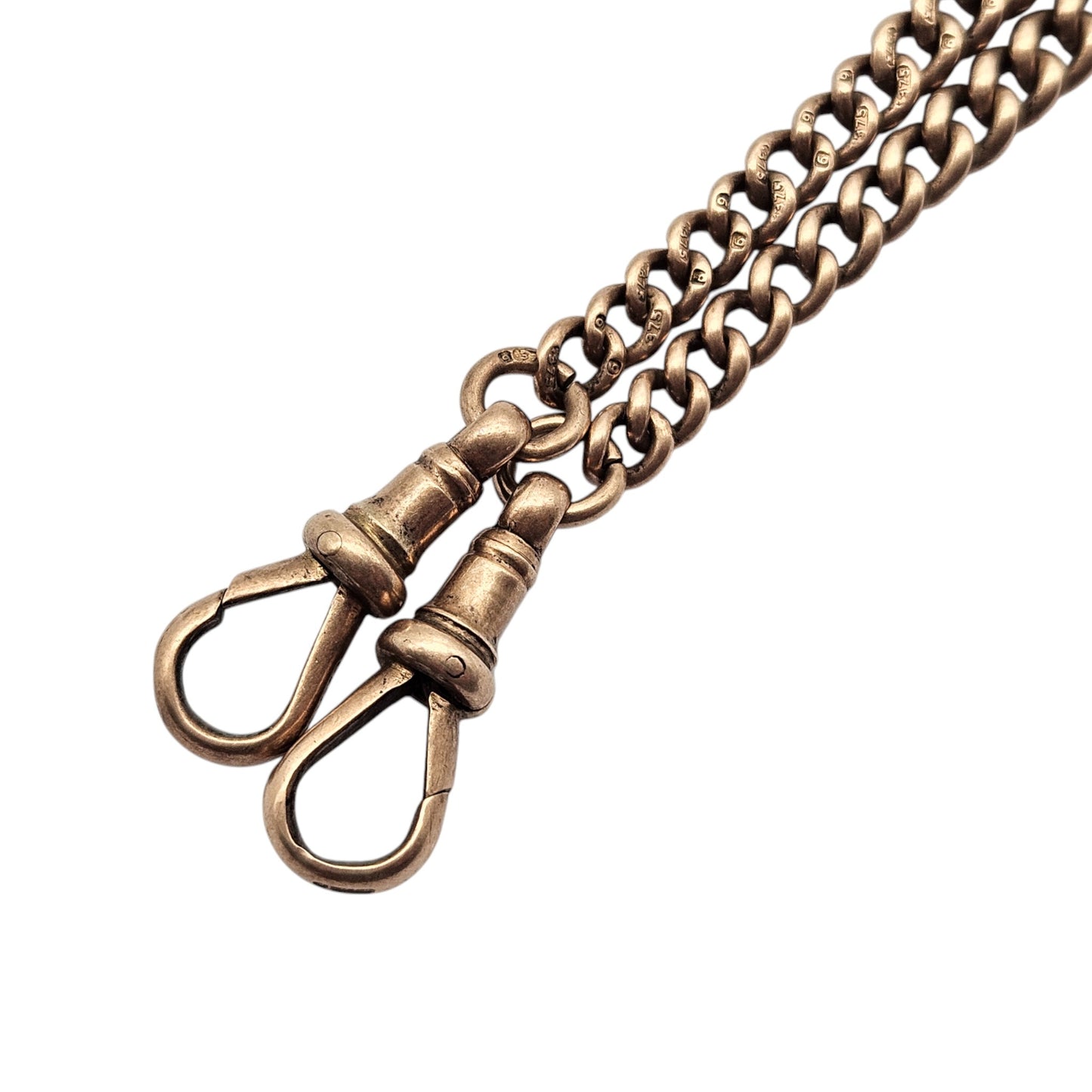 9ct 375 Rose Gold Double Albert Chain 1928 L 39.6 cm 28.9 g