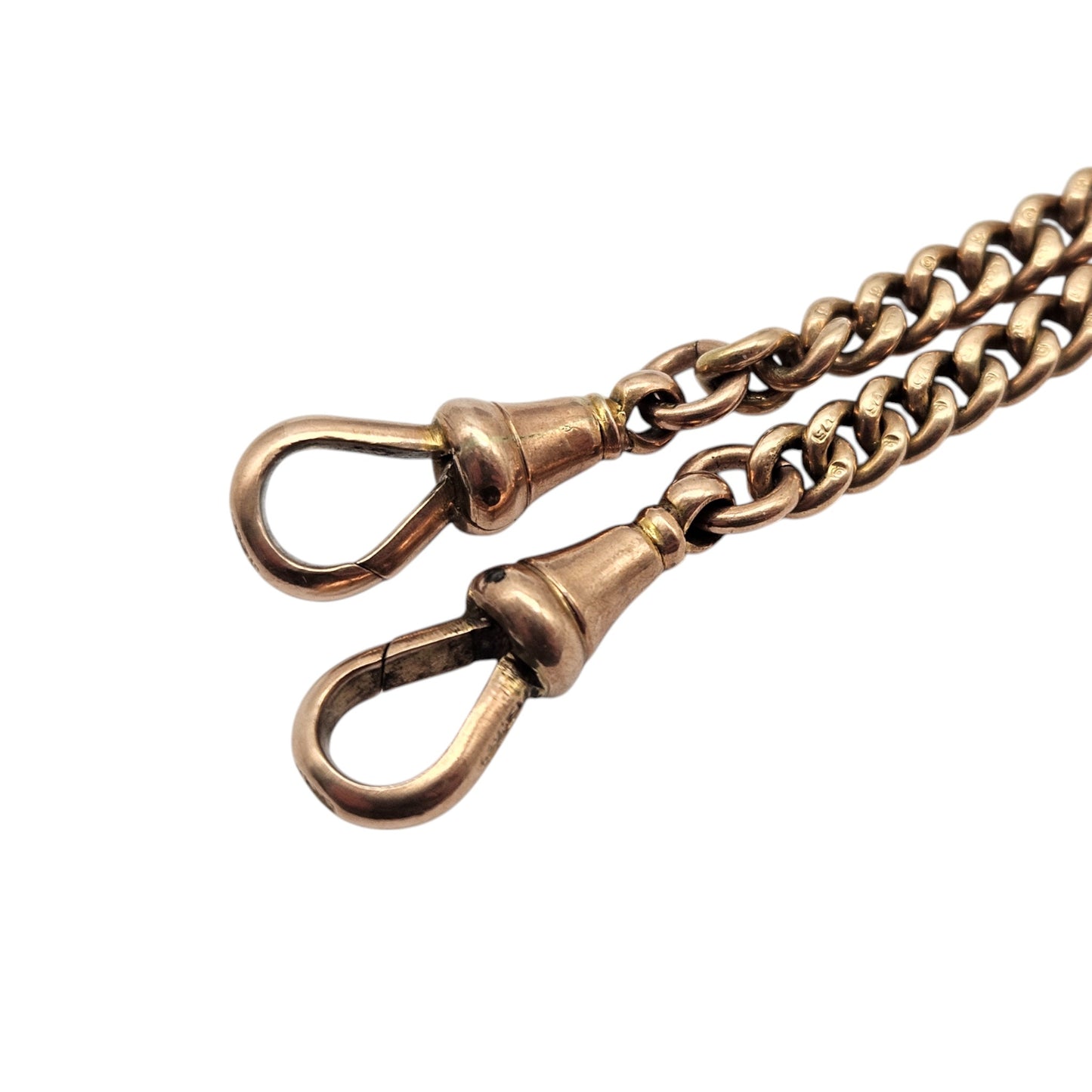 Antique 9ct 375 Rose Gold Double Albert Chain 1916 L 37.0 cm 31.7 g.
