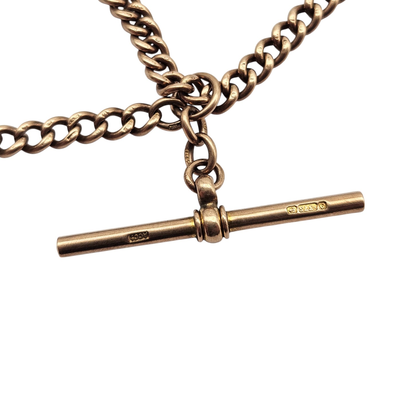 Antique 9ct 375 Rose Gold Double Albert Chain c.1923 L 39.2 cm 29.2 g.