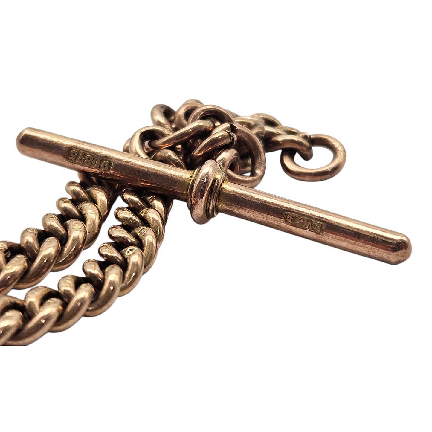 Antique 9ct 375 Rose Gold Double Albert Chain 1916 L 37.0 cm 31.7 g.