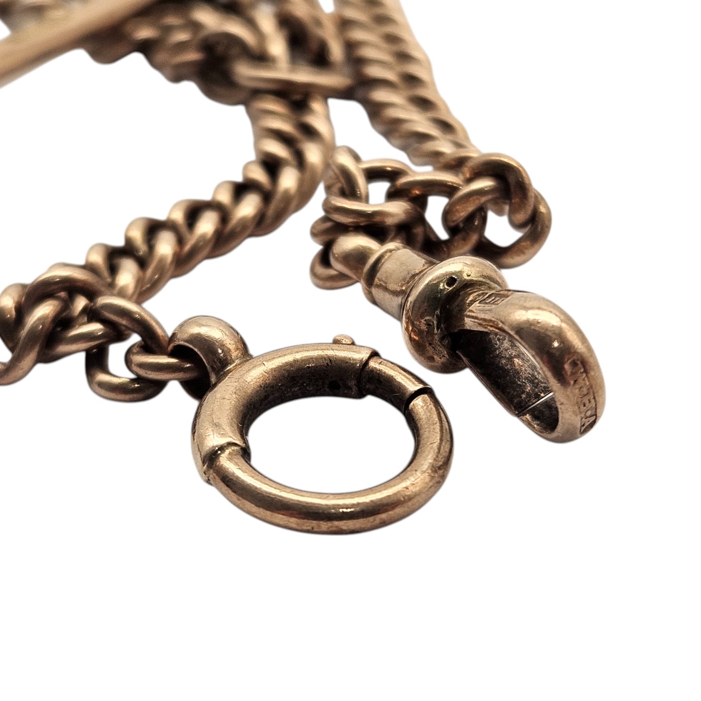 Antique 9ct 375 Rose Gold Double Albert Chain c.1923 L 39.2 cm 29.2 g.
