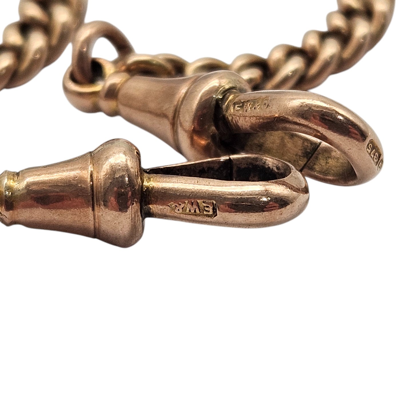 Antique 9ct 375 Rose Gold Double Albert Chain 1916 L 37.0 cm 31.7 g.