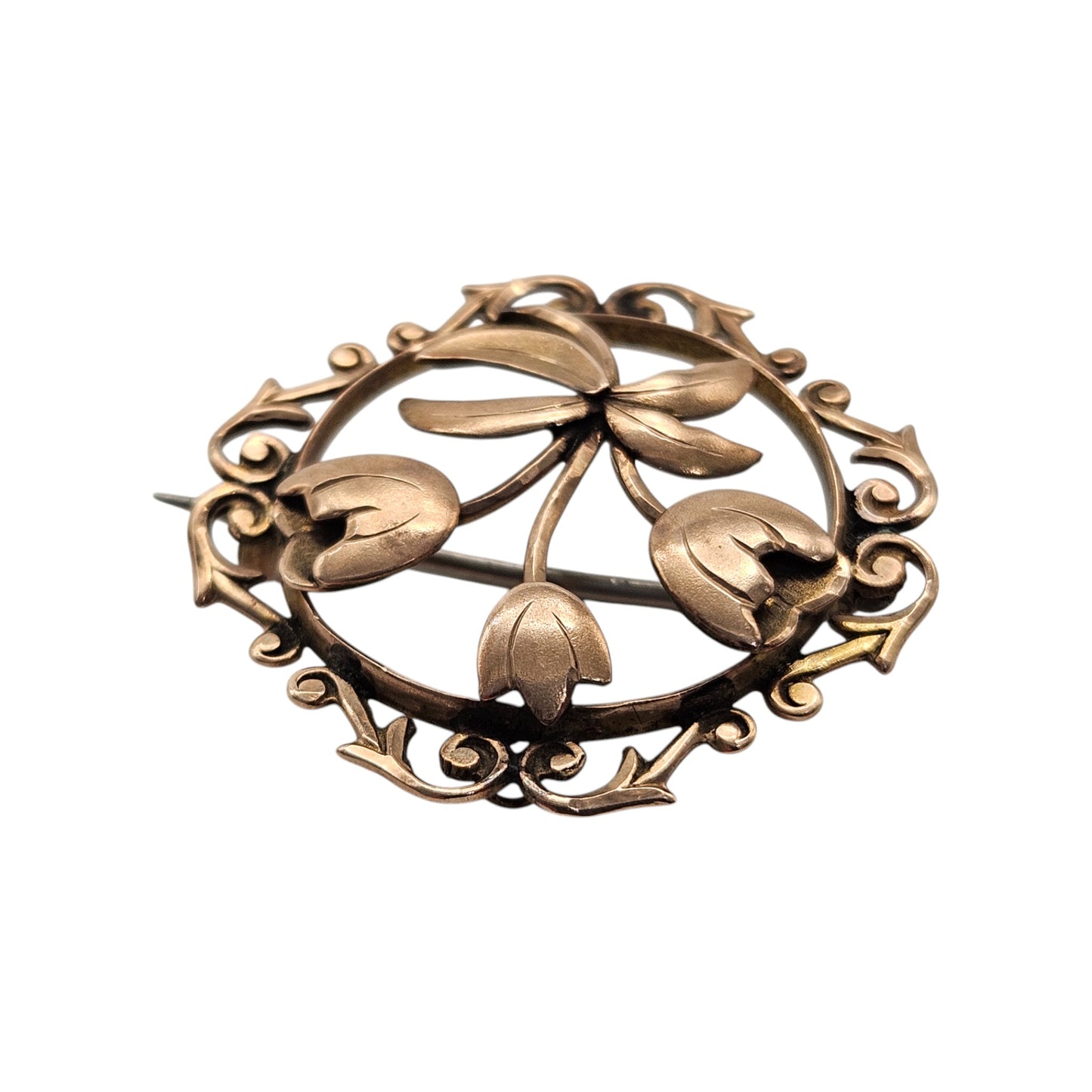 Antique 9ct Rose Gold Flower Brooch c.1900 L 2.5 cm 2.3 g.