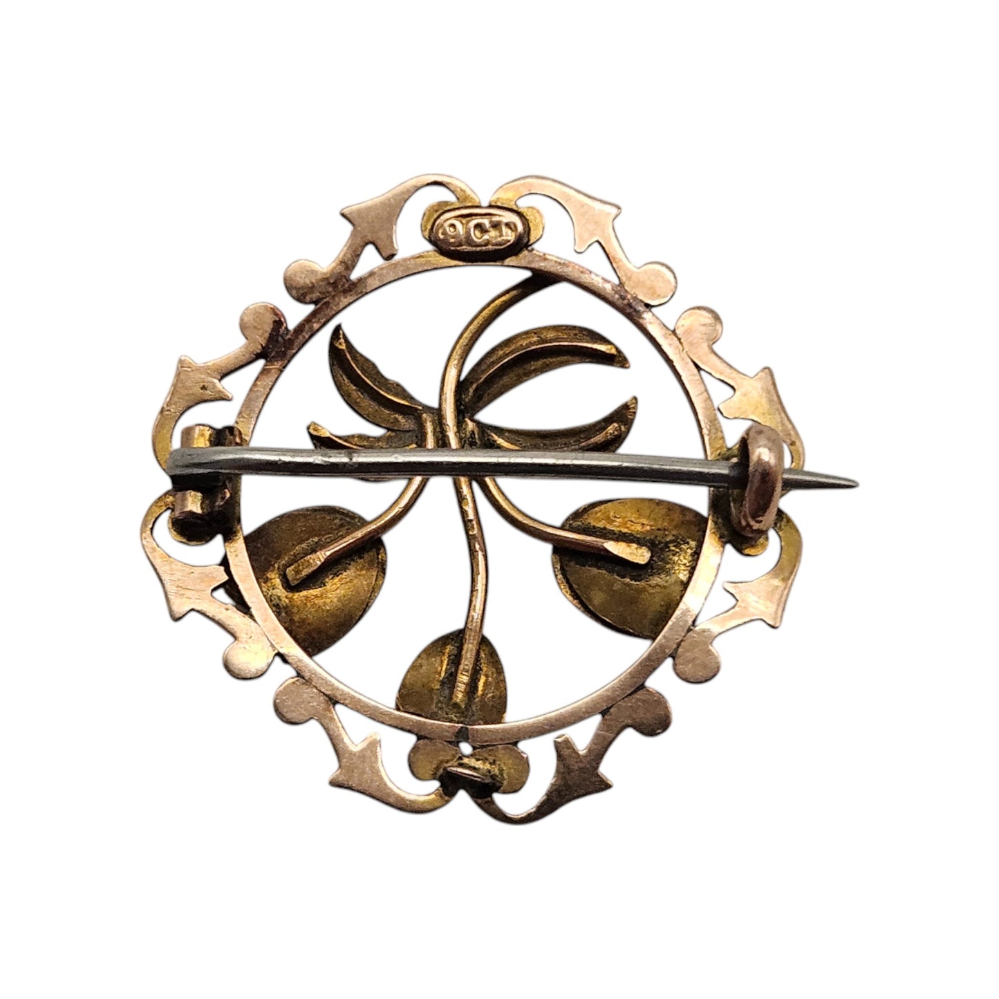 Antique 9ct Rose Gold Flower Brooch c.1900 L 2.5 cm 2.3 g.