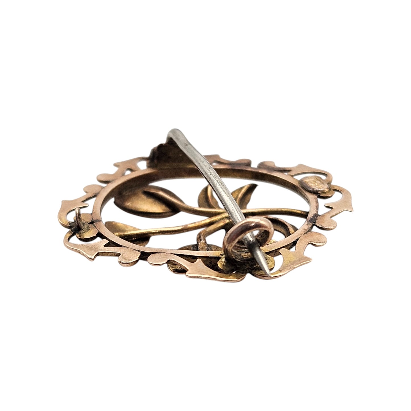 Antique 9ct Rose Gold Flower Brooch c.1900 L 2.5 cm 2.3 g.