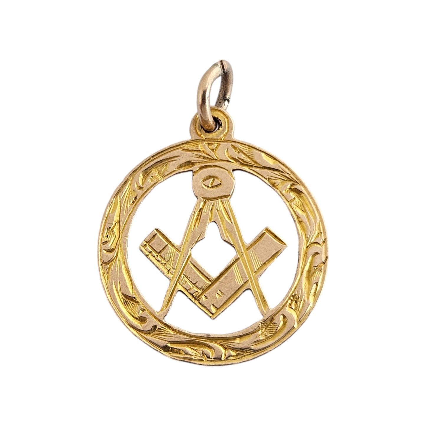 Antique 9ct Rose Gold Masonic Pendant Dia 1.6 cm 1.2 g