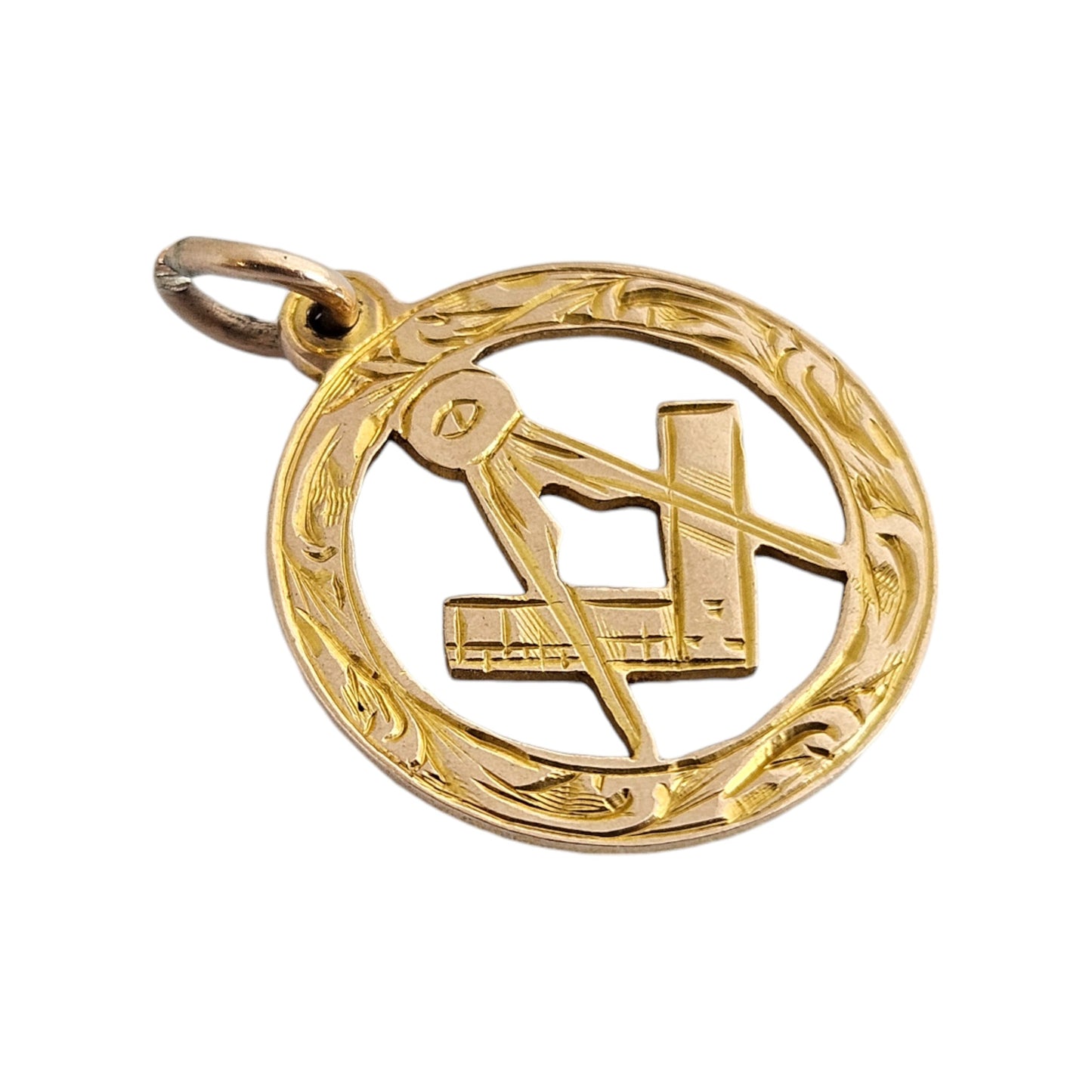 Antique 9ct Rose Gold Masonic Pendant Dia 1.6 cm 1.2 g