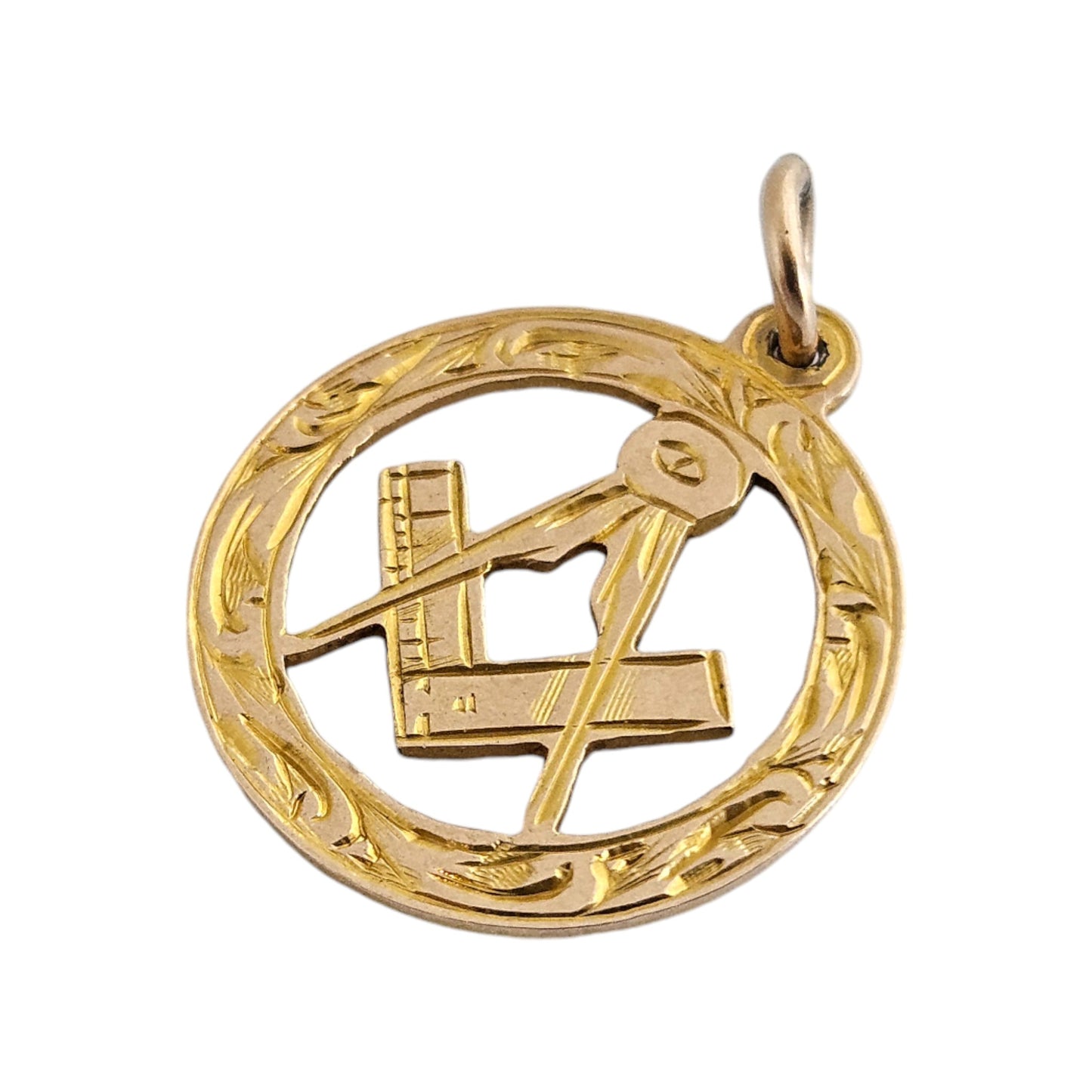 Antique 9ct Rose Gold Masonic Pendant Dia 1.6 cm 1.2 g