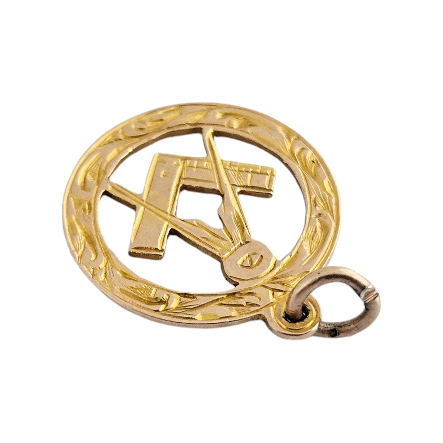 Antique 9ct Rose Gold Masonic Pendant Dia 1.6 cm 1.2 g
