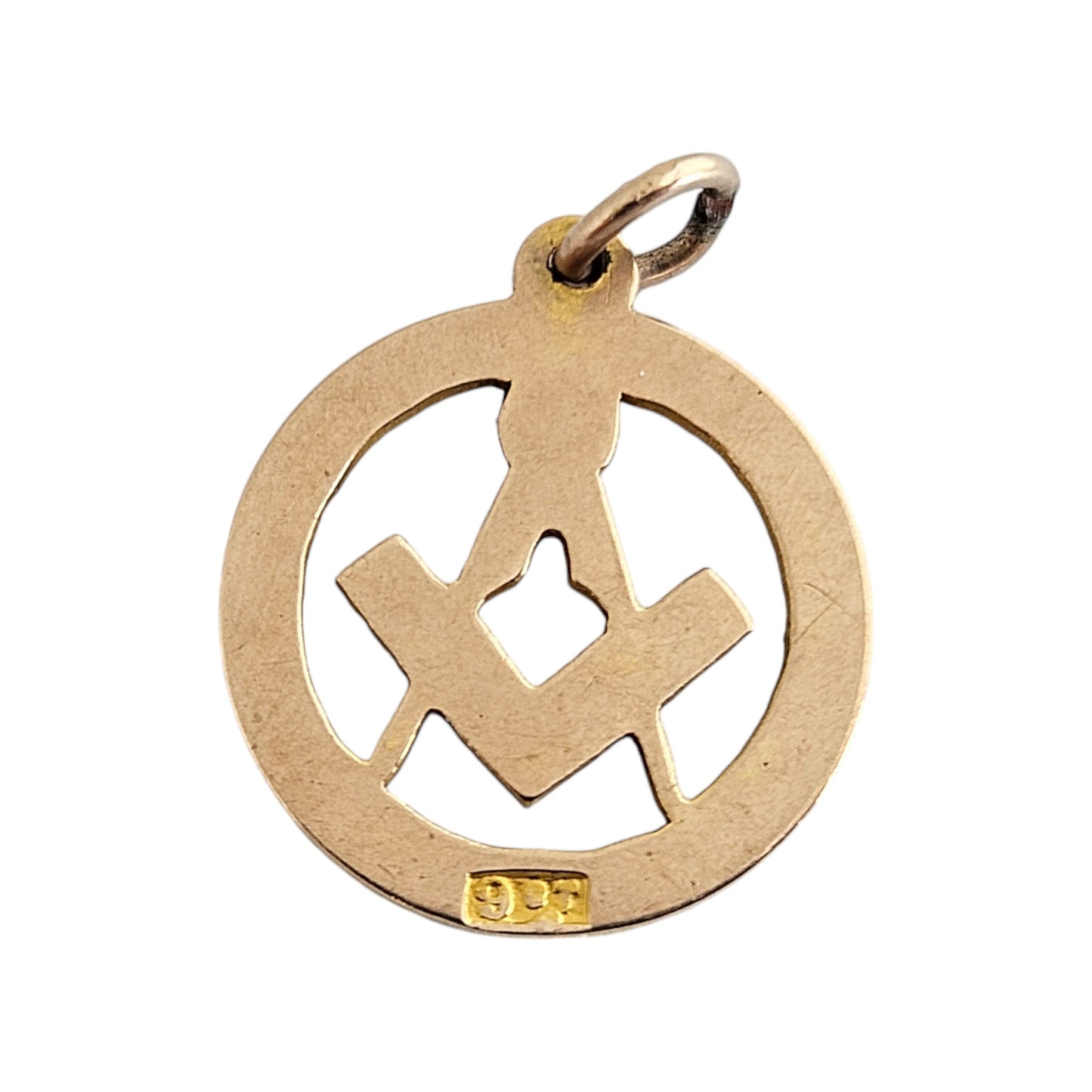 Antique 9ct Rose Gold Masonic Pendant Dia 1.6 cm 1.2 g