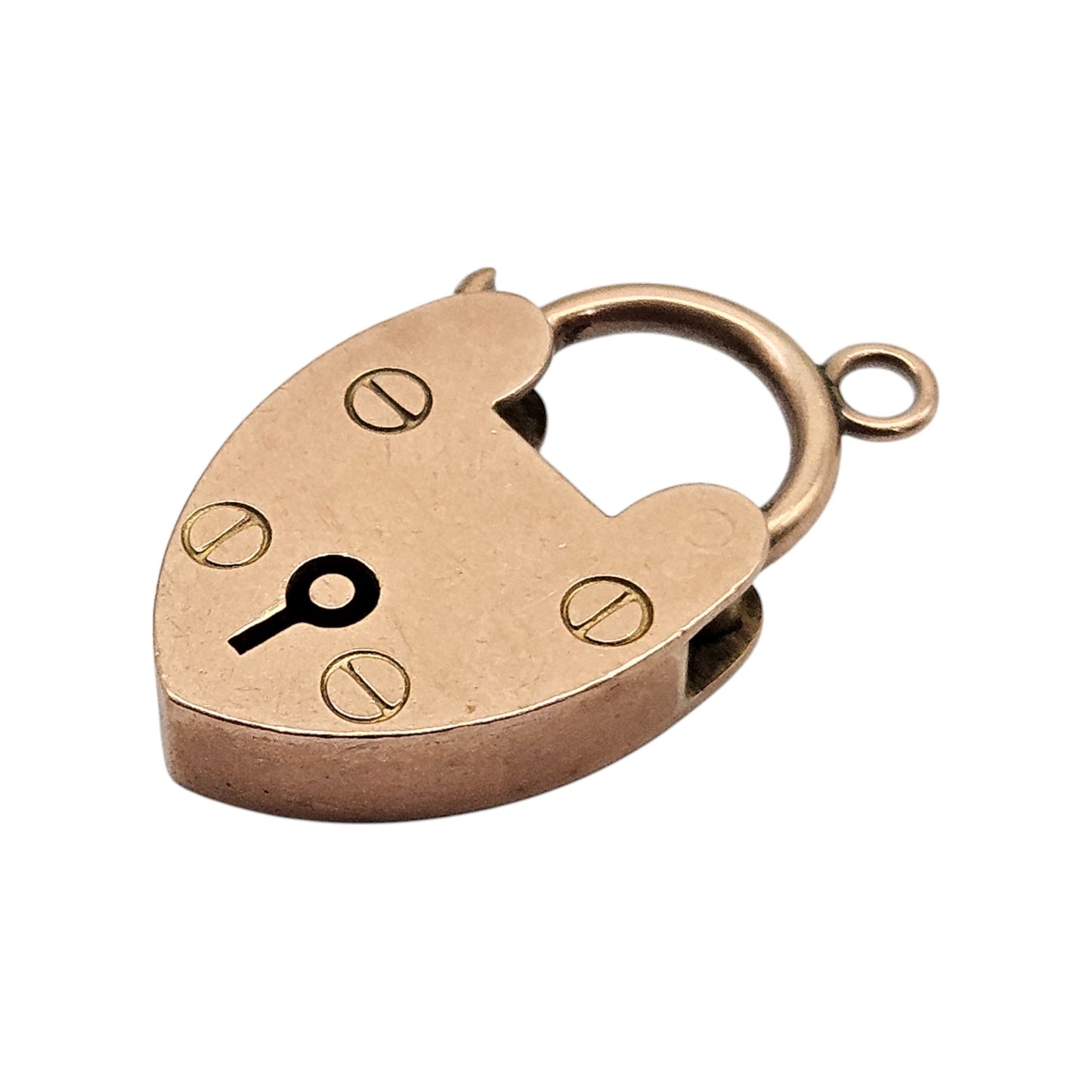 Antique 9ct Rose Gold Heart Shaped Padlock Clasp c.1900 L 2.1 cm 2.9 g.