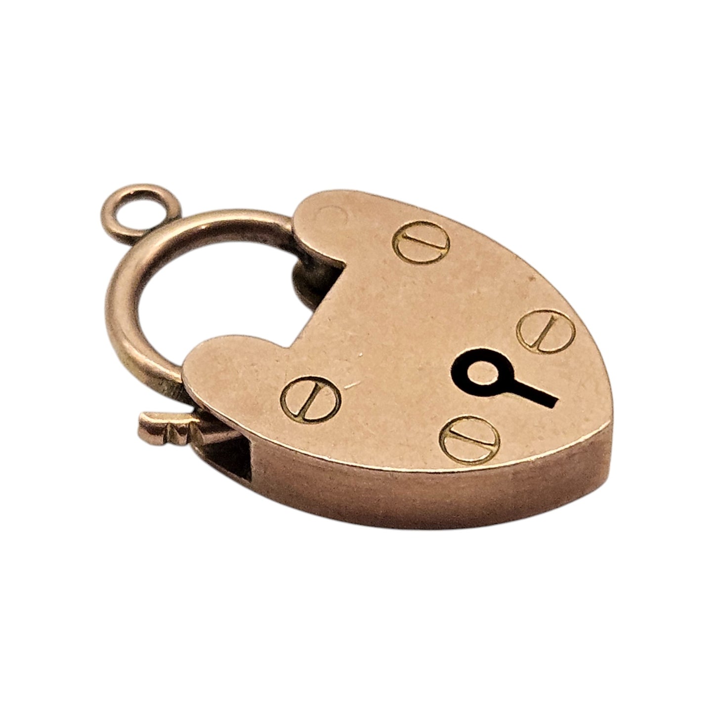 Antique 9ct Rose Gold Heart Shaped Padlock Clasp c.1900 L 2.1 cm 2.9 g.