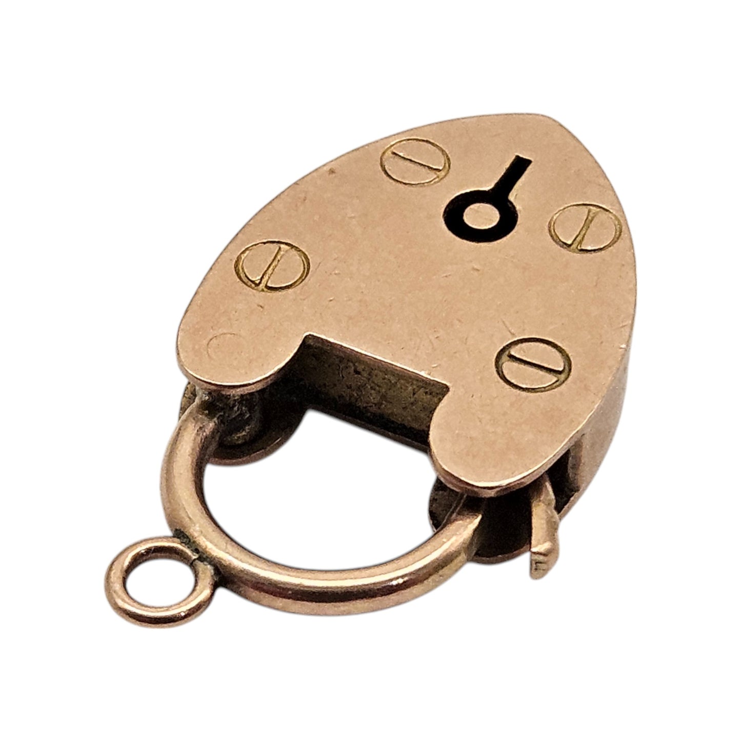 Antique 9ct Rose Gold Heart Shaped Padlock Clasp c.1900 L 2.1 cm 2.9 g.