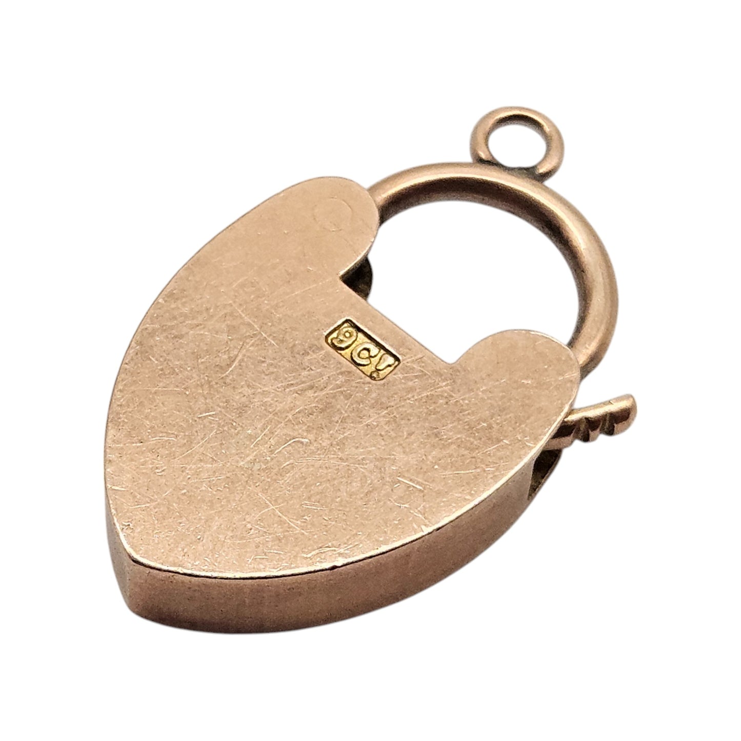 Antique 9ct Rose Gold Heart Shaped Padlock Clasp c.1900 L 2.1 cm 2.9 g.