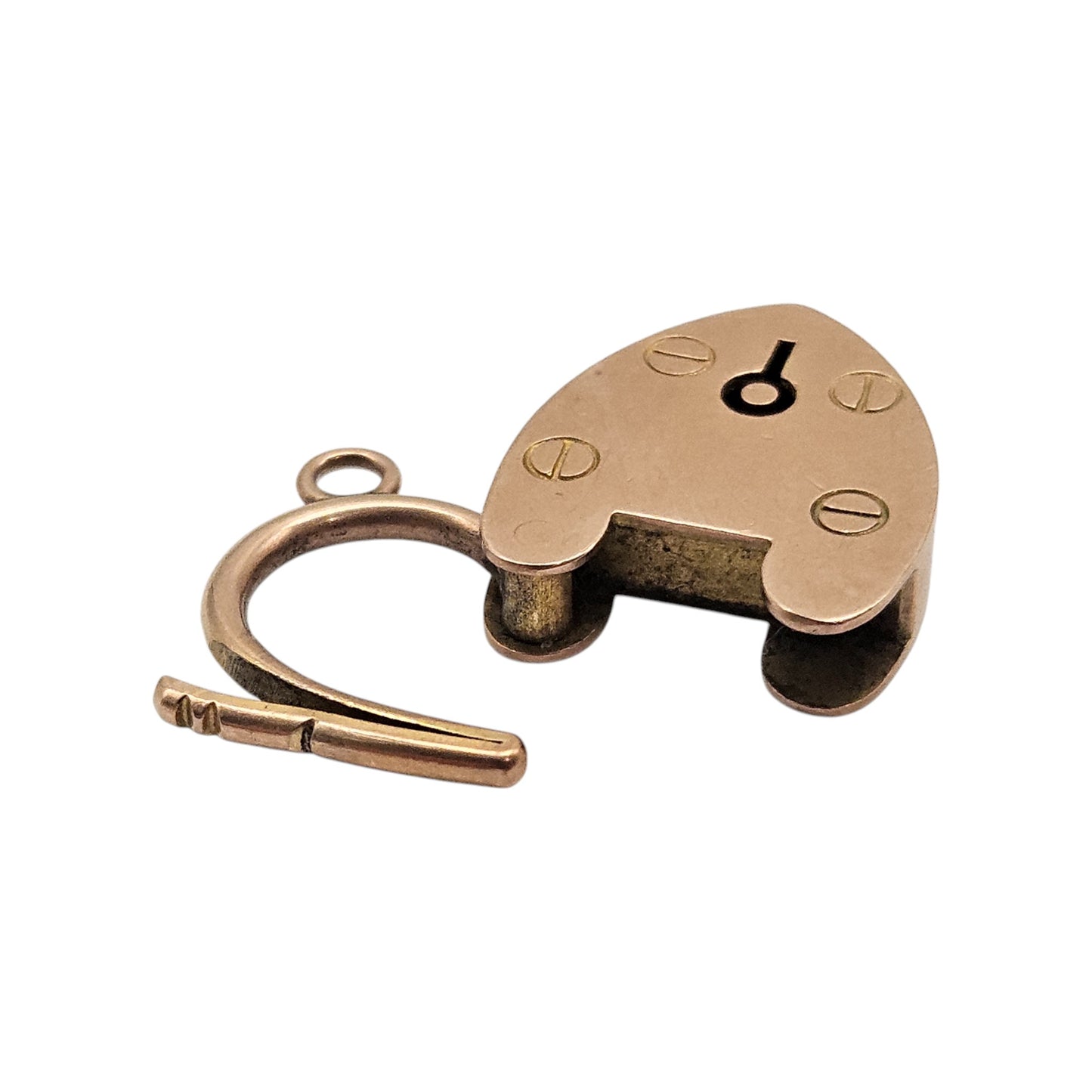 Antique 9ct Rose Gold Heart Shaped Padlock Clasp c.1900 L 2.1 cm 2.9 g.