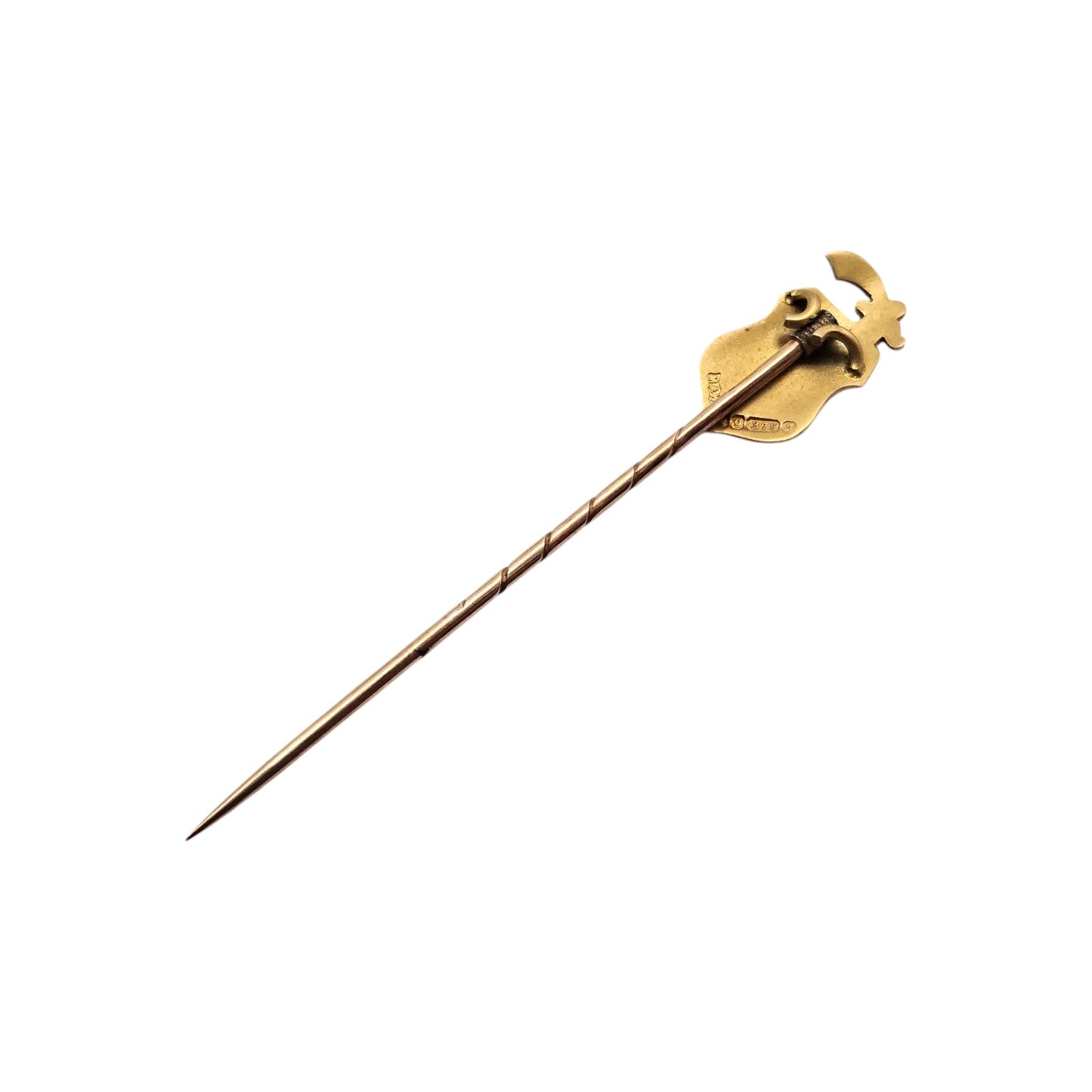 Edwardian 9ct Gold & Enamel Cricket Stick Pin 1908 In A Box By Mappin & Webb