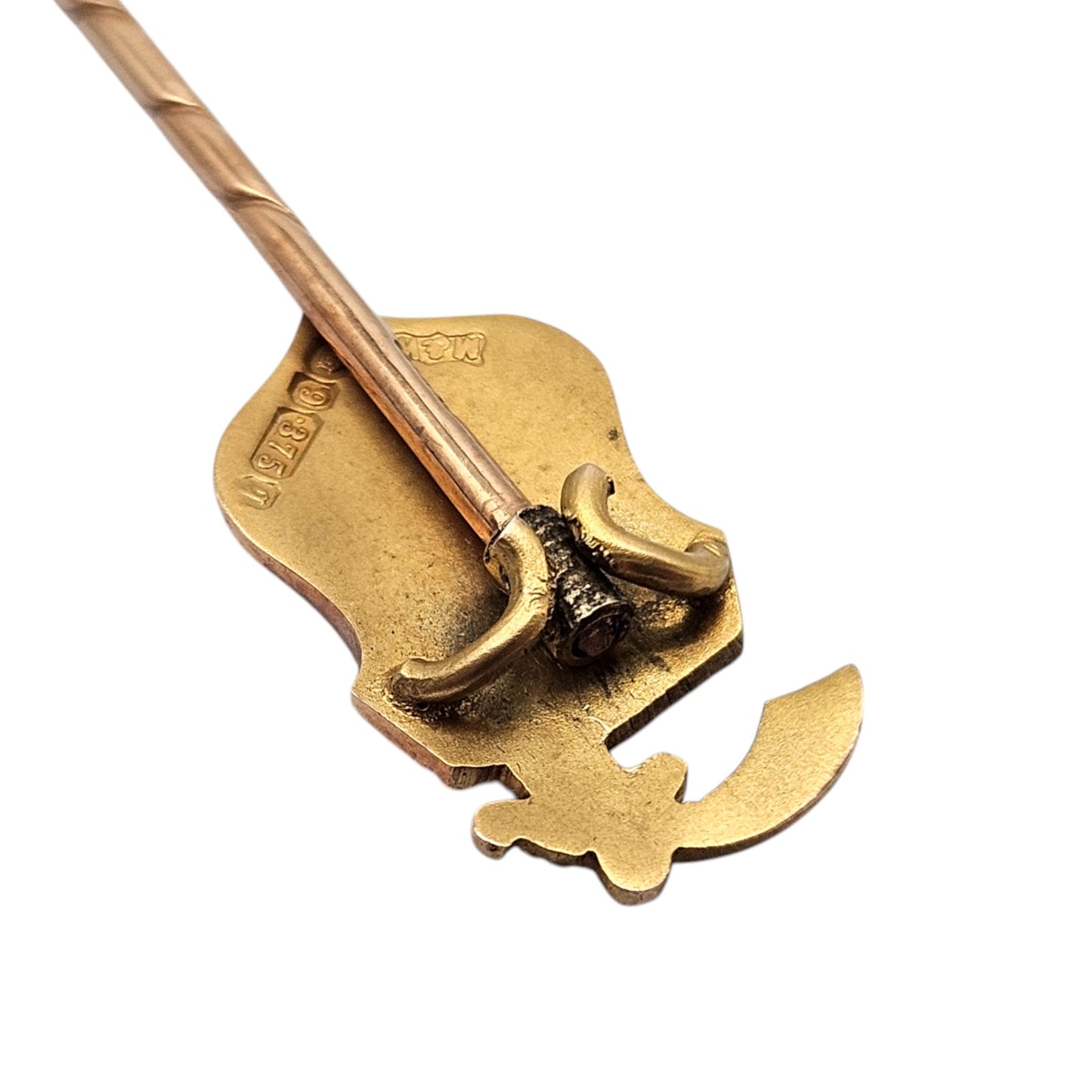 Edwardian 9ct Gold & Enamel Cricket Stick Pin 1908 In A Box By Mappin & Webb
