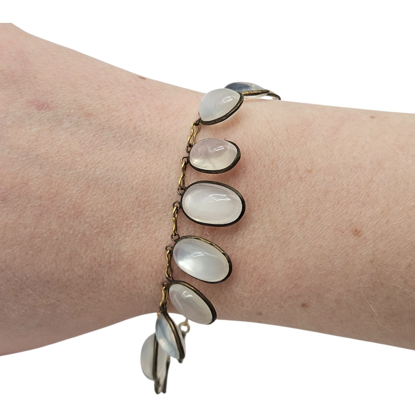 Antique Gold Bracelet With Moonstones L 18.8 cm